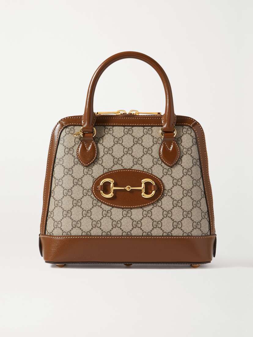 Gucci Horsebit 1955 Small Leather-trimmed Printed Coated-canvas Tote