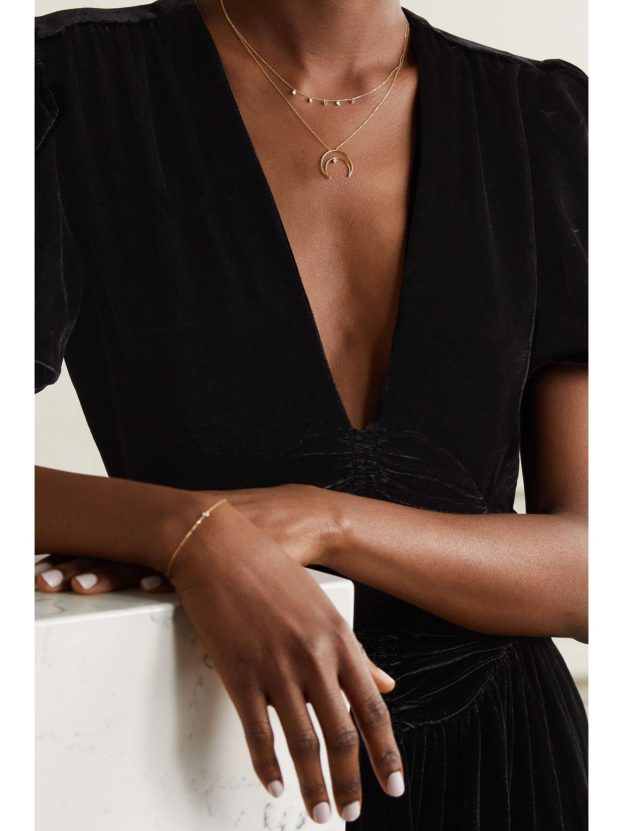 PERSÉE Fly Me To The Moon 18-karat gold diamond necklace