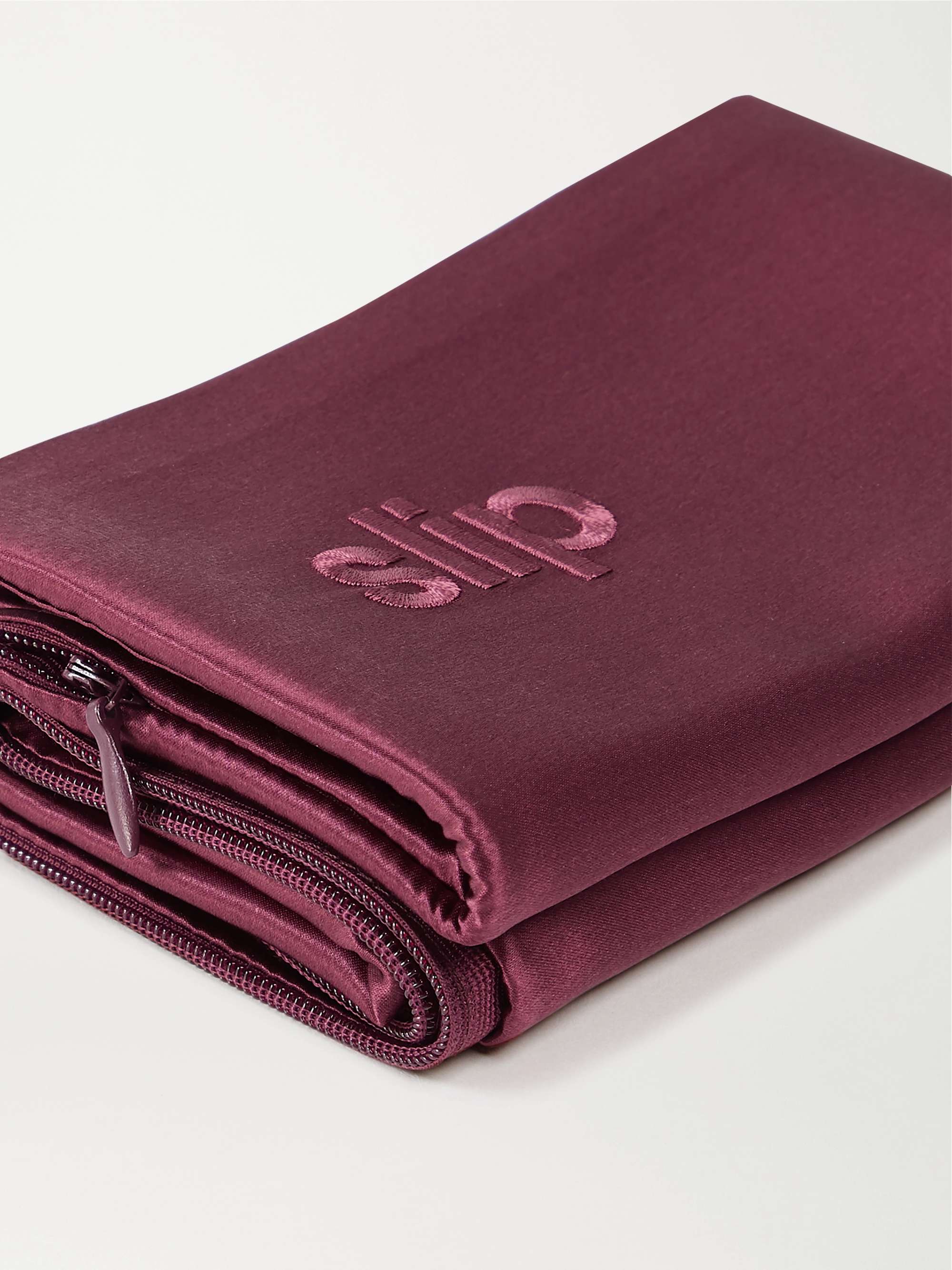 SLIP Embroidered silk queen pillowcase