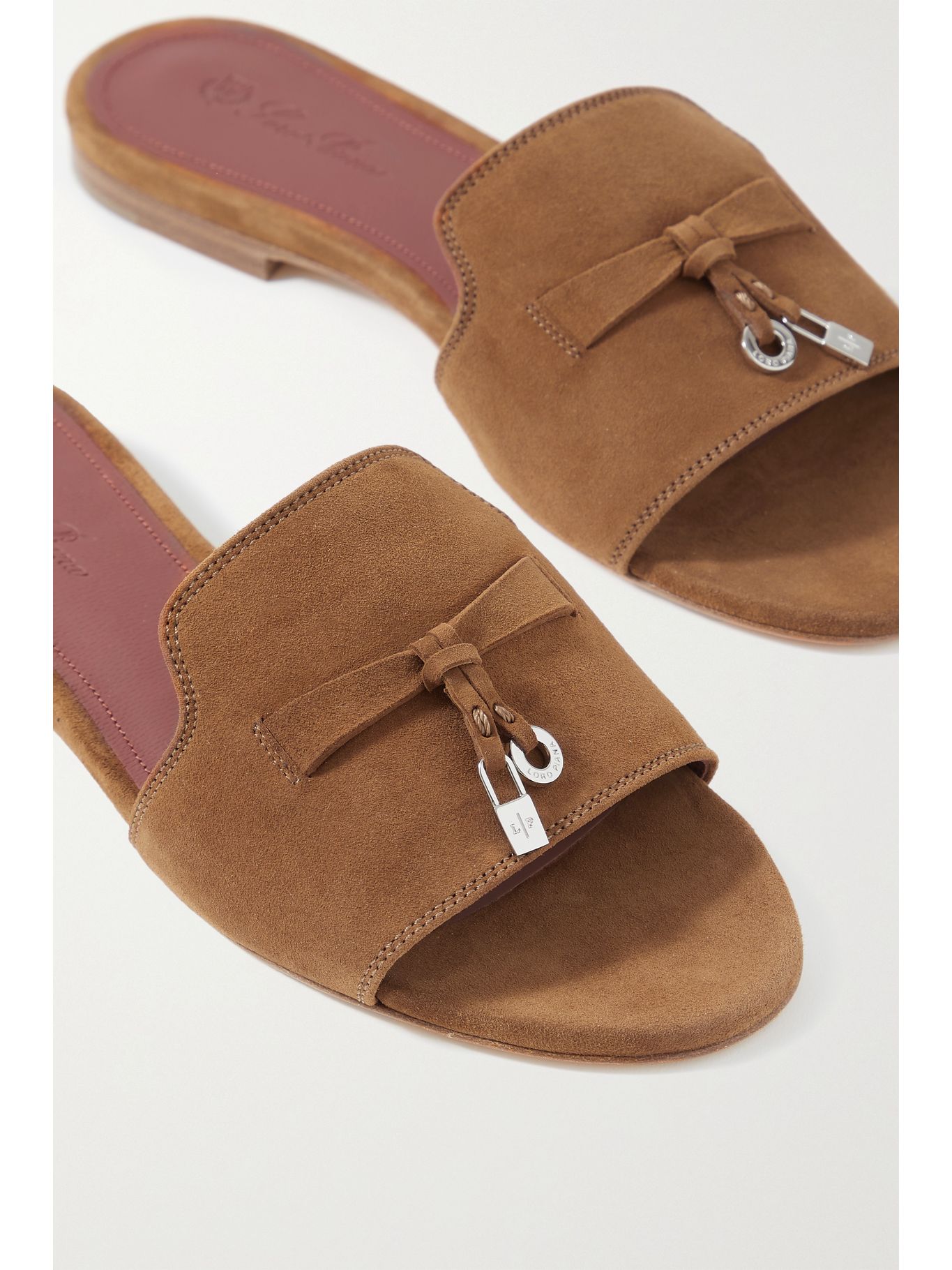 Tan Summer Charms suede slides LORO PIANA NETAPORTER