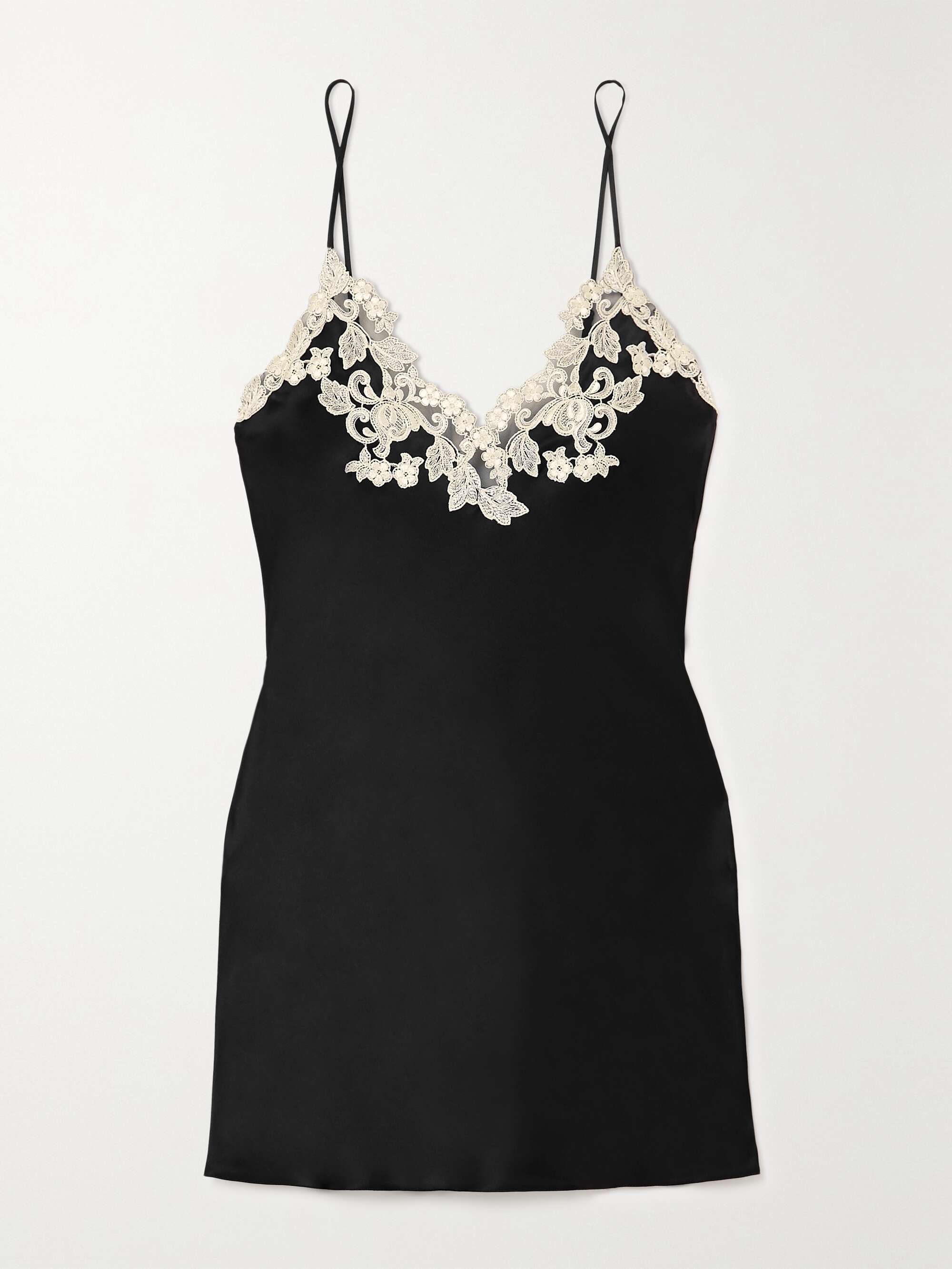 LA PERLA Maison embroidered lace-trimmed silk-satin chemise | NET-A-PORTER