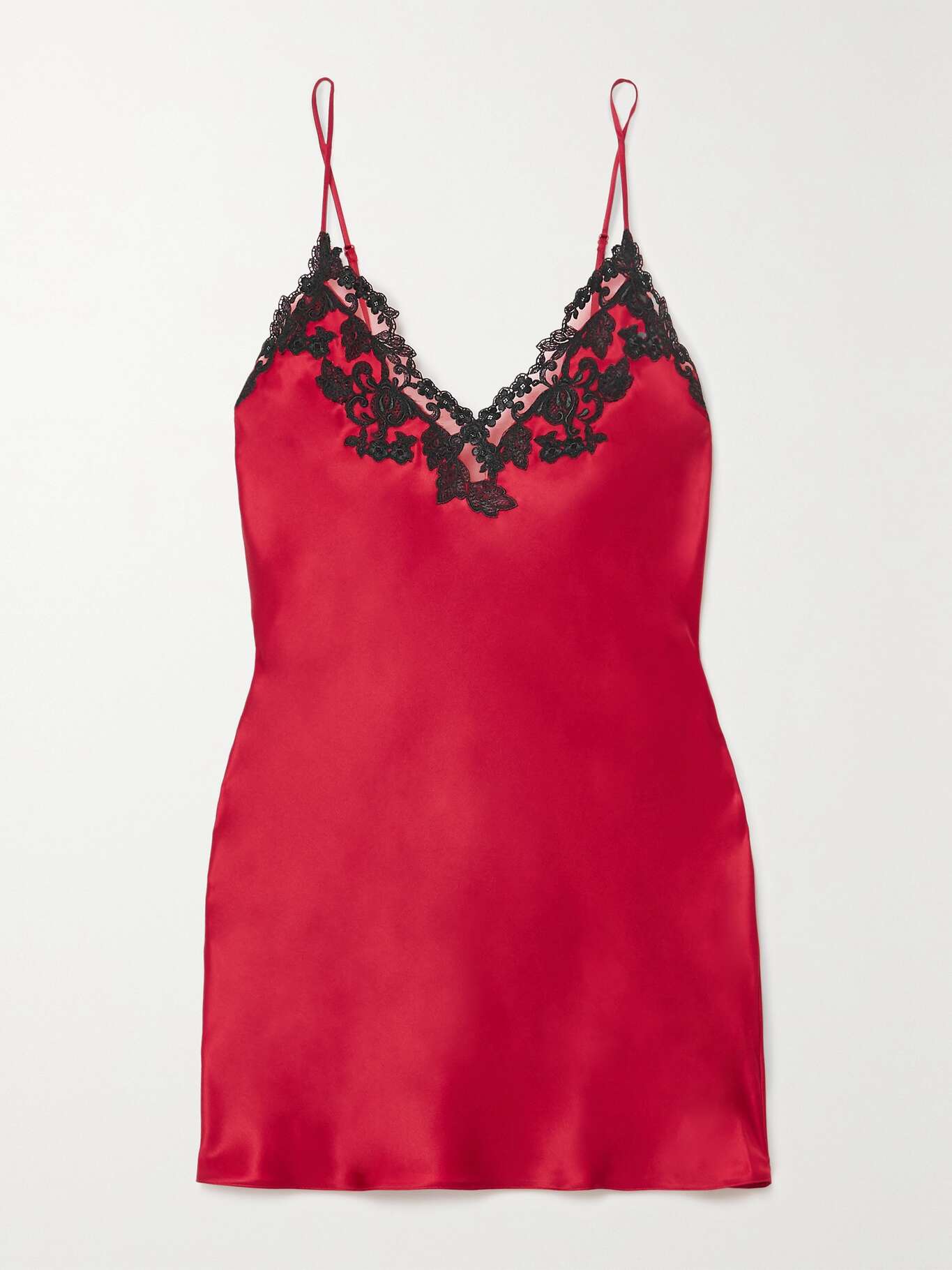 LA PERLA Maison embroidered lacetrimmed silksatin chemise NETAPORTER