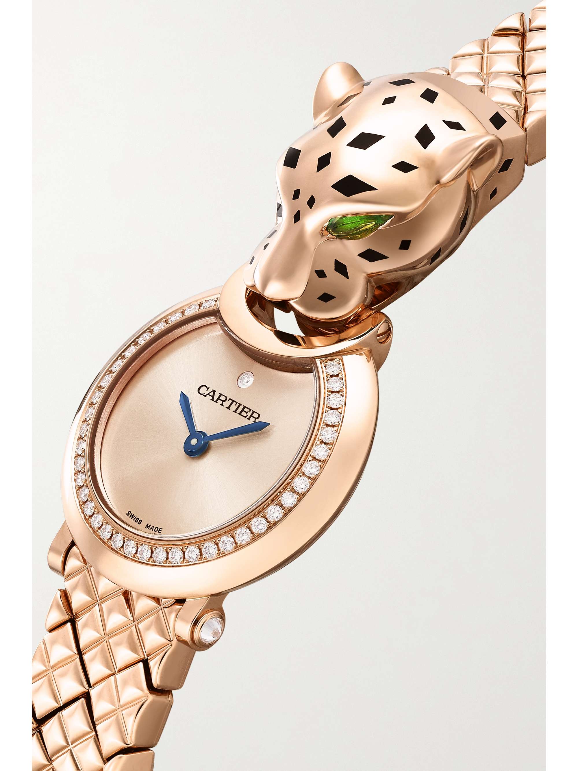 CARTIER Panthère de Cartier 23.6mm small 18-karat rose gold, lacquer, diamond and tsavorite watch
