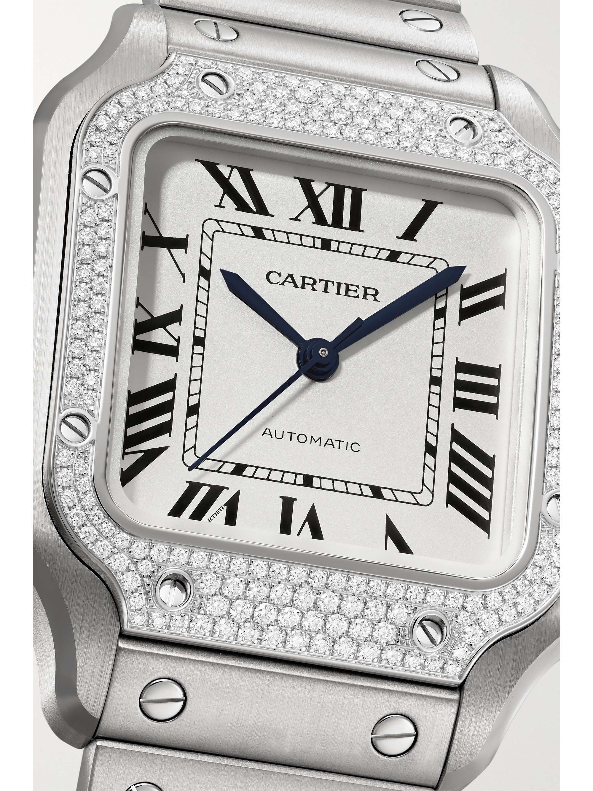 CARTIER Santos de Cartier automatic 35.1mm stainless steel and diamond watch