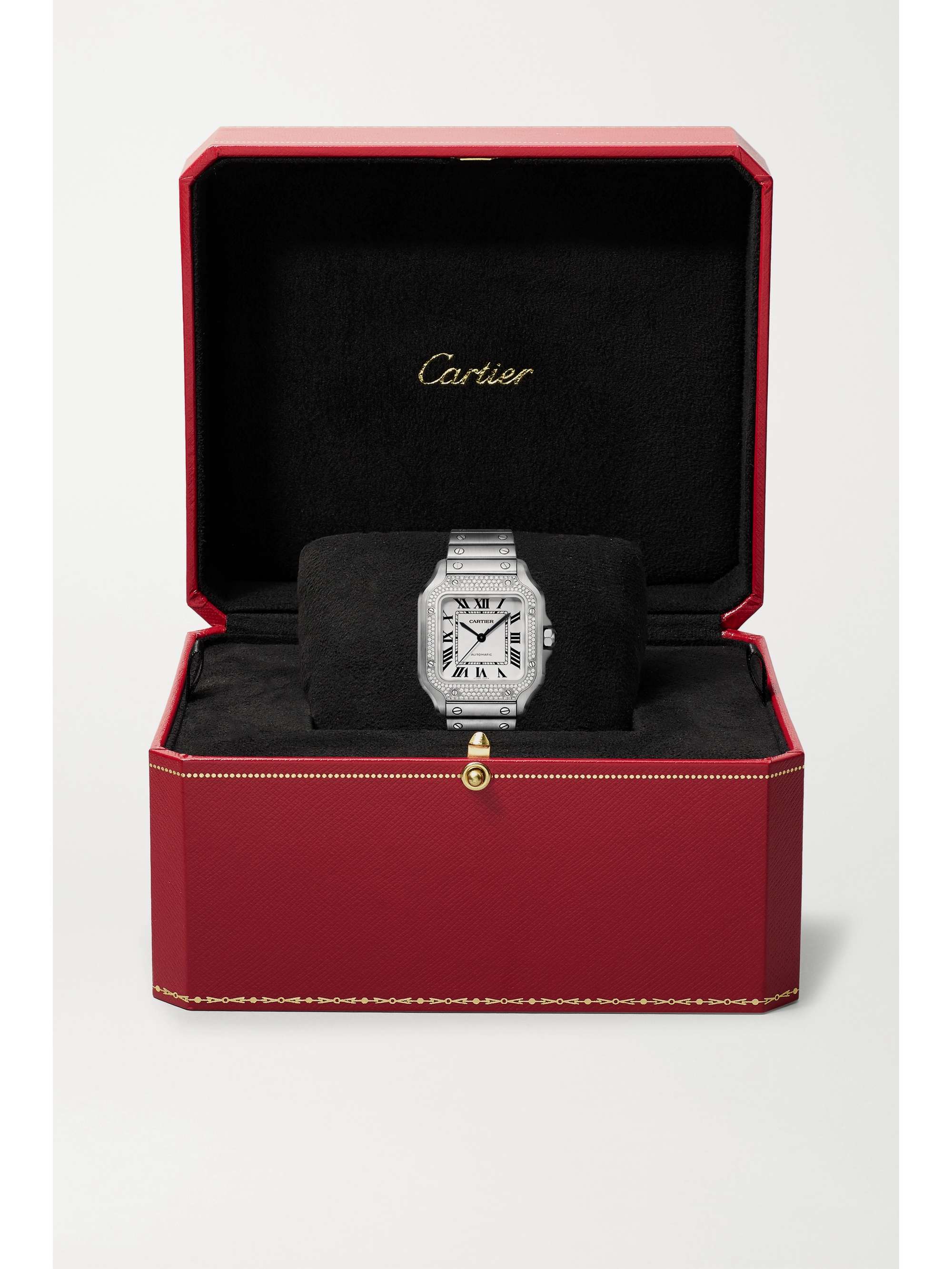 CARTIER Santos de Cartier automatic 35.1mm stainless steel and diamond watch