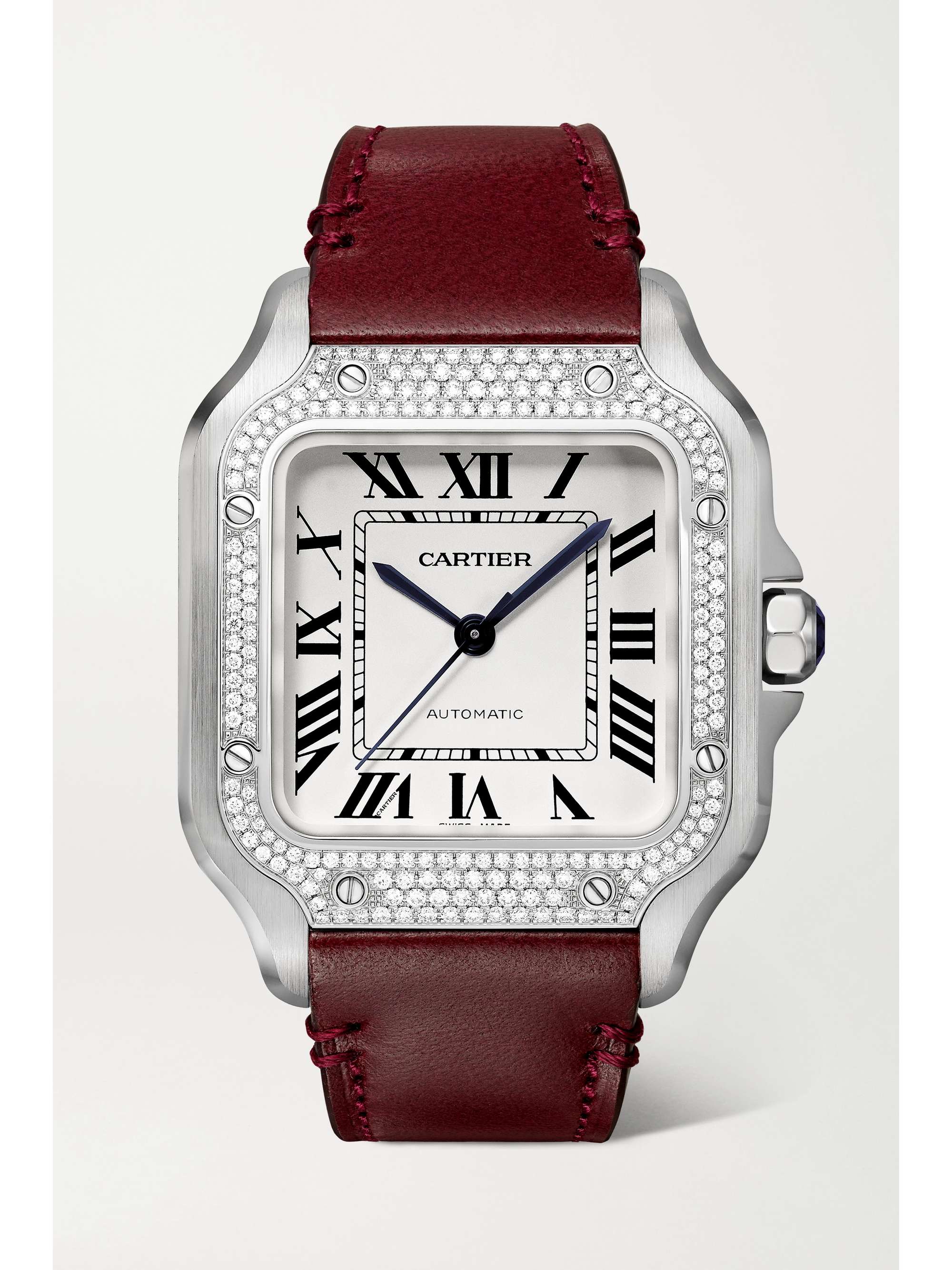 CARTIER Santos de Cartier automatic 35.1mm stainless steel and diamond watch