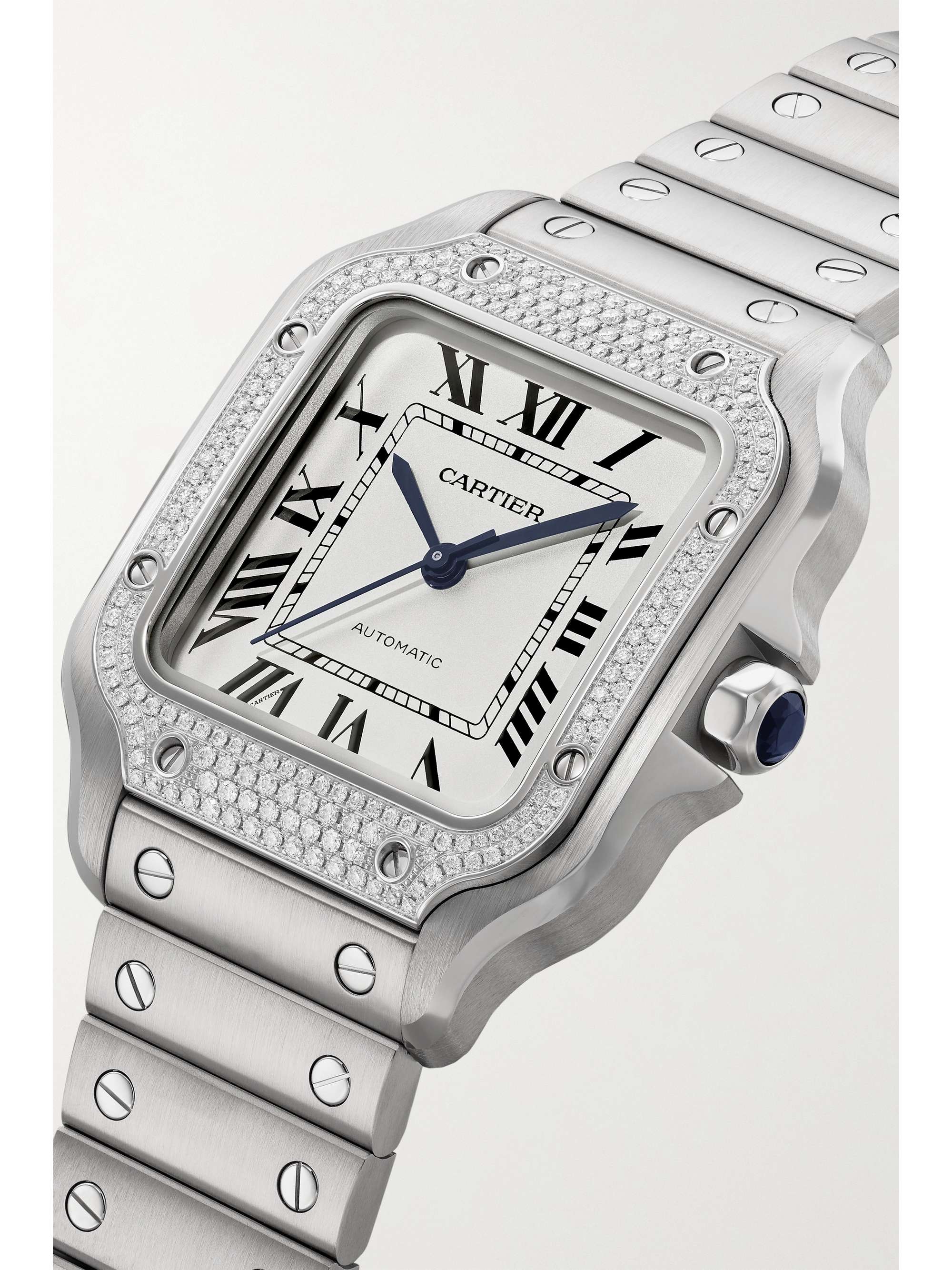 CARTIER Santos de Cartier automatic 35.1mm stainless steel and diamond watch