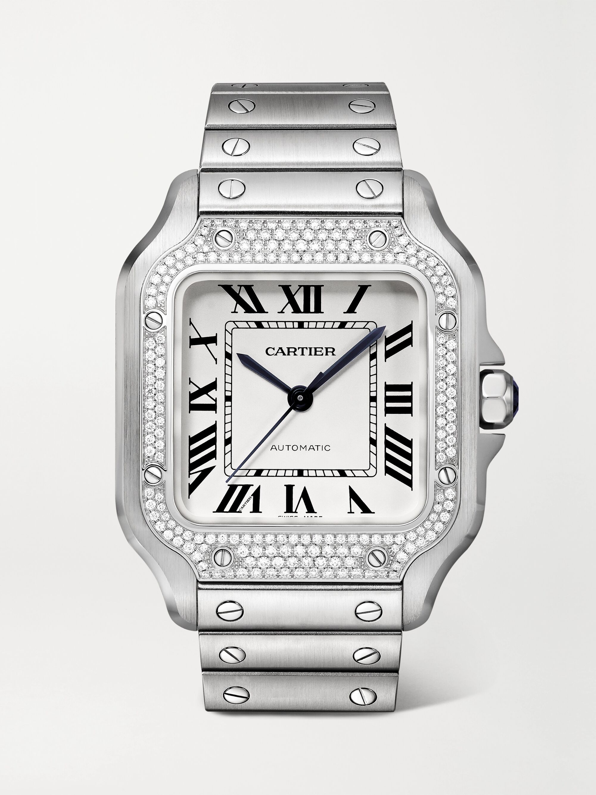 Gold Santos de Cartier automatic 35.1mm stainless steel and diamond