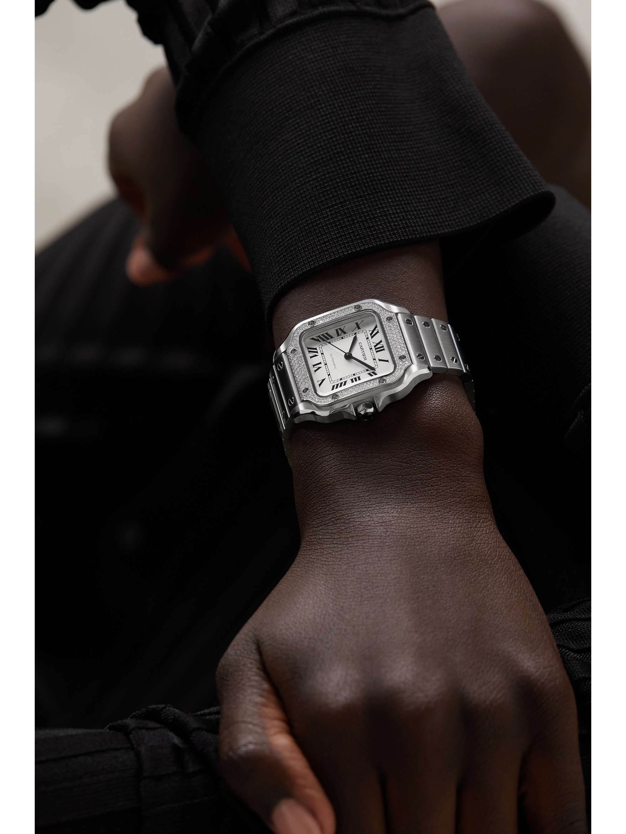 CARTIER Santos de Cartier automatic 35.1mm stainless steel and diamond watch
