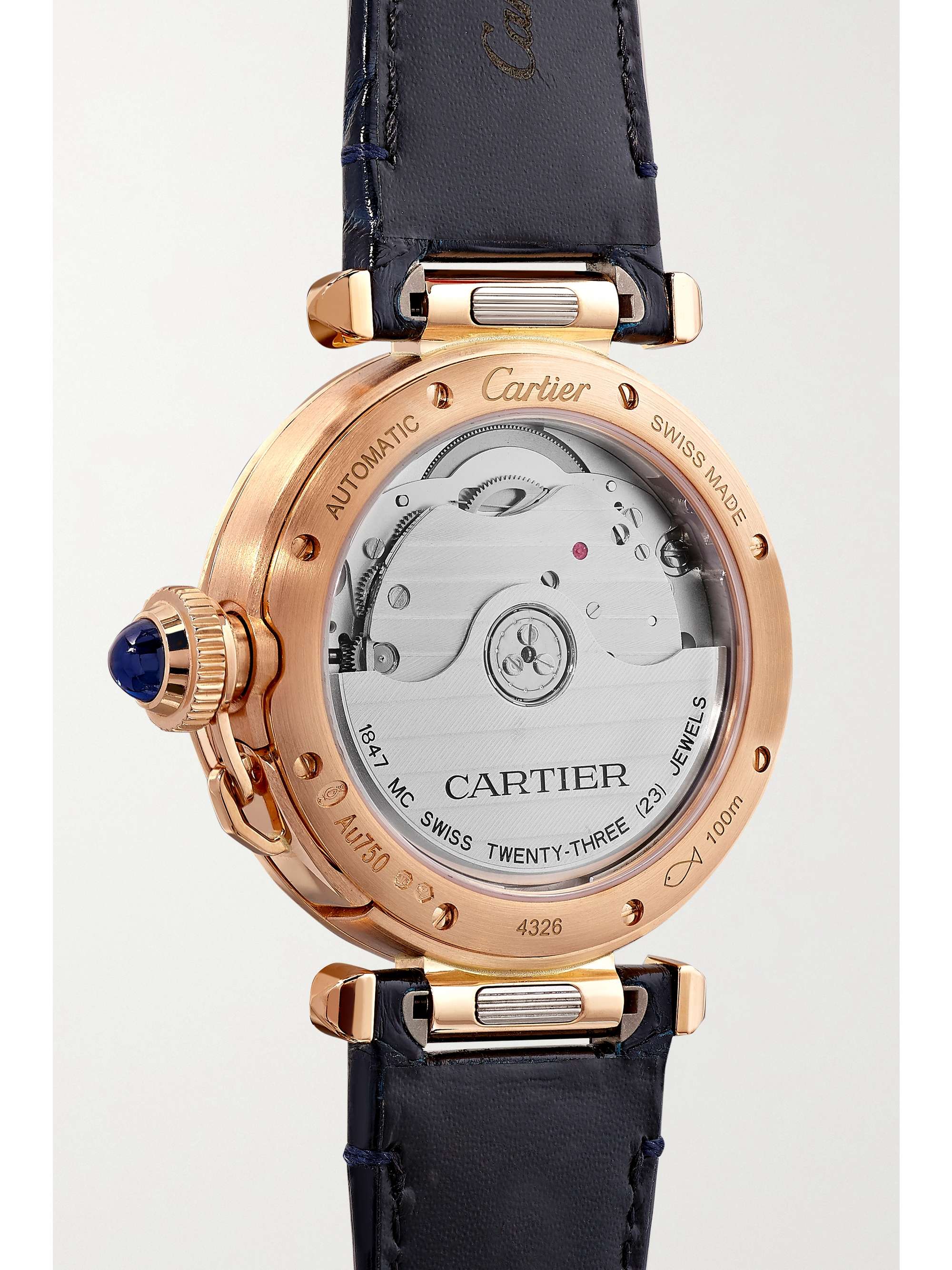 CARTIER Pasha de Cartier Automatic 35mm 18-karat rose gold, alligator and diamond watch