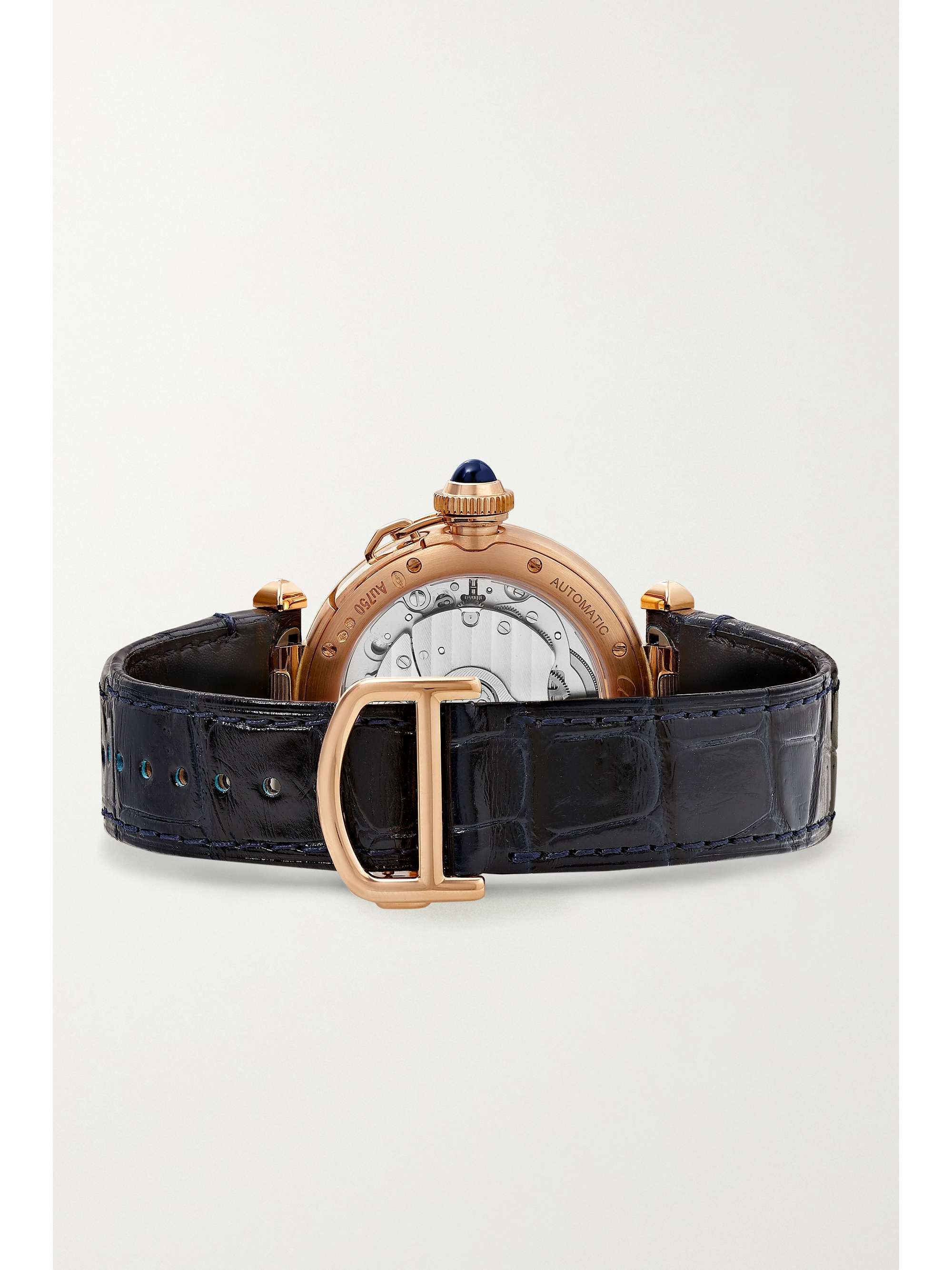 CARTIER Pasha de Cartier Automatic 35mm 18-karat rose gold, alligator and diamond watch