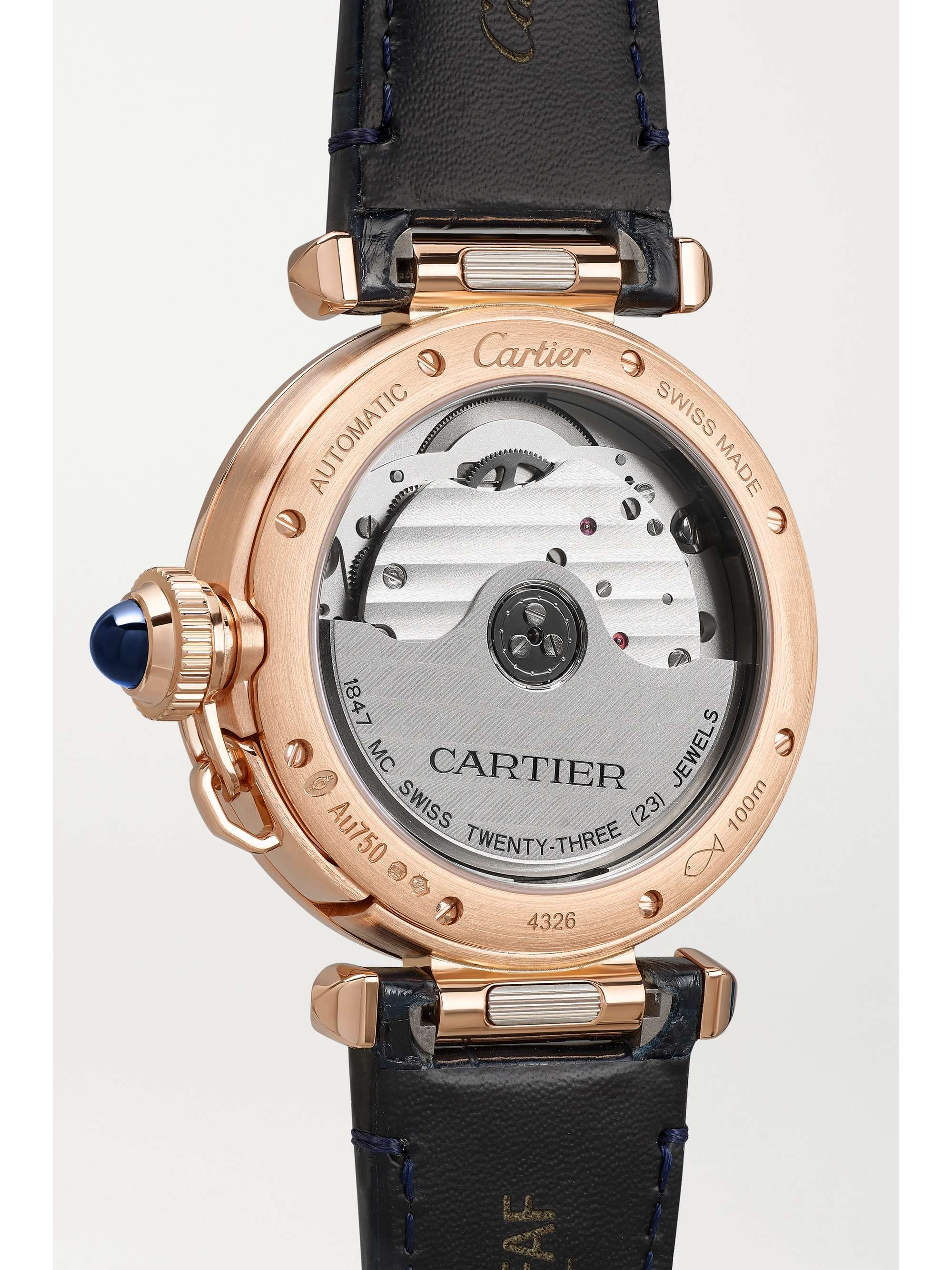 CARTIER Pasha de Cartier Automatic 35mm 18-karat rose gold and alligator watch