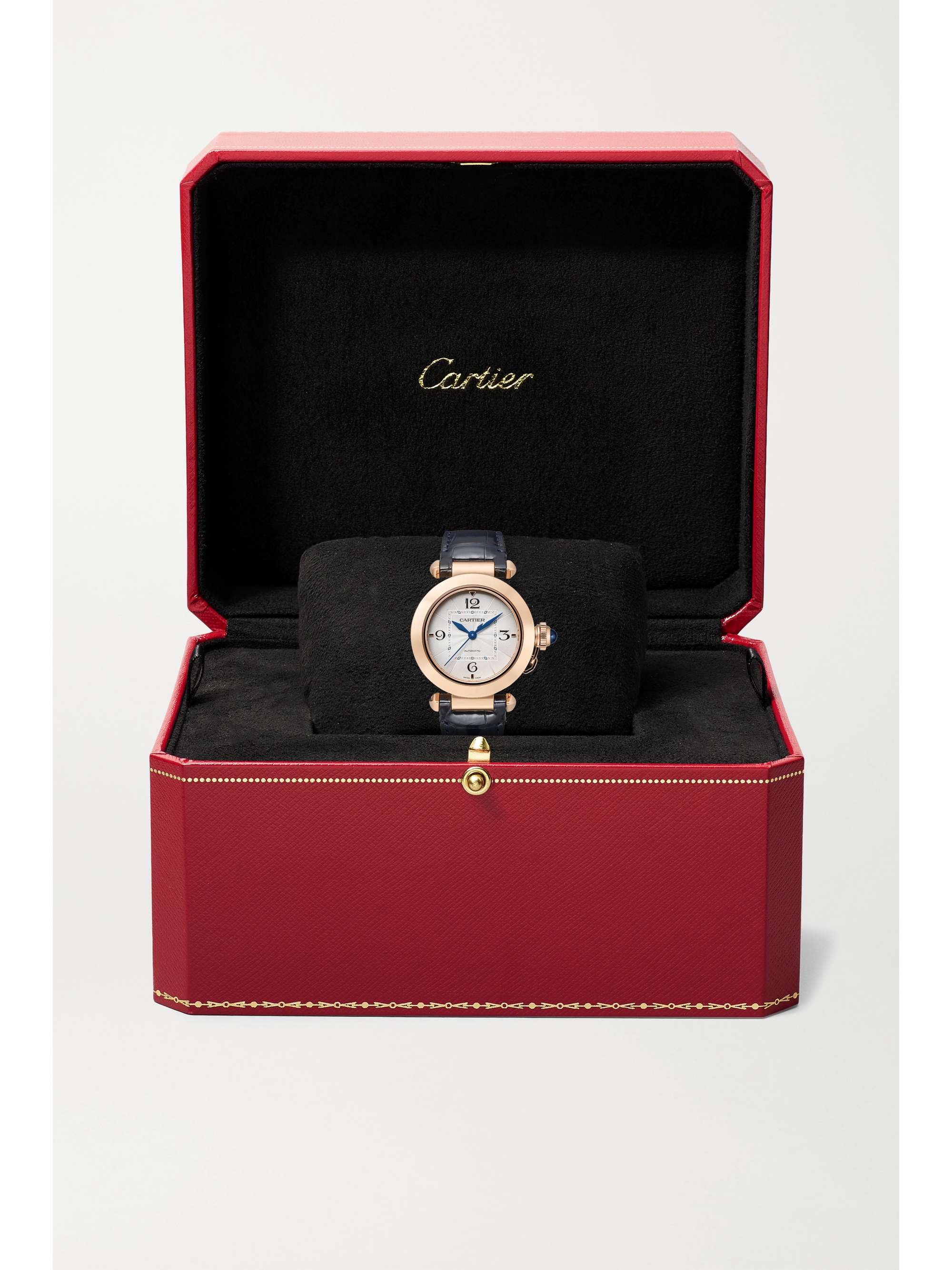 CARTIER Pasha de Cartier Automatic 35mm 18-karat rose gold and alligator watch