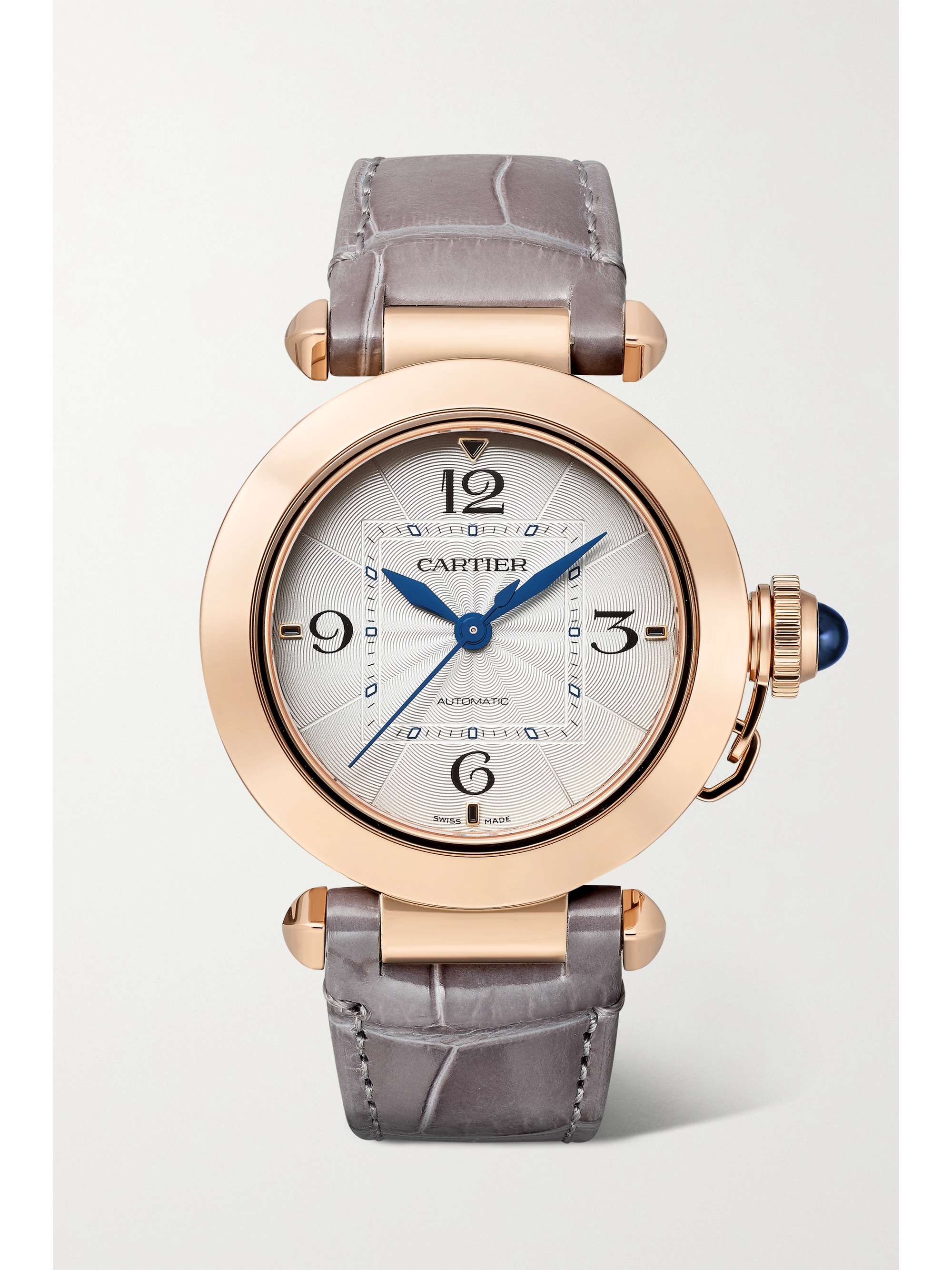 CARTIER Pasha de Cartier Automatic 35mm 18-karat rose gold and alligator watch