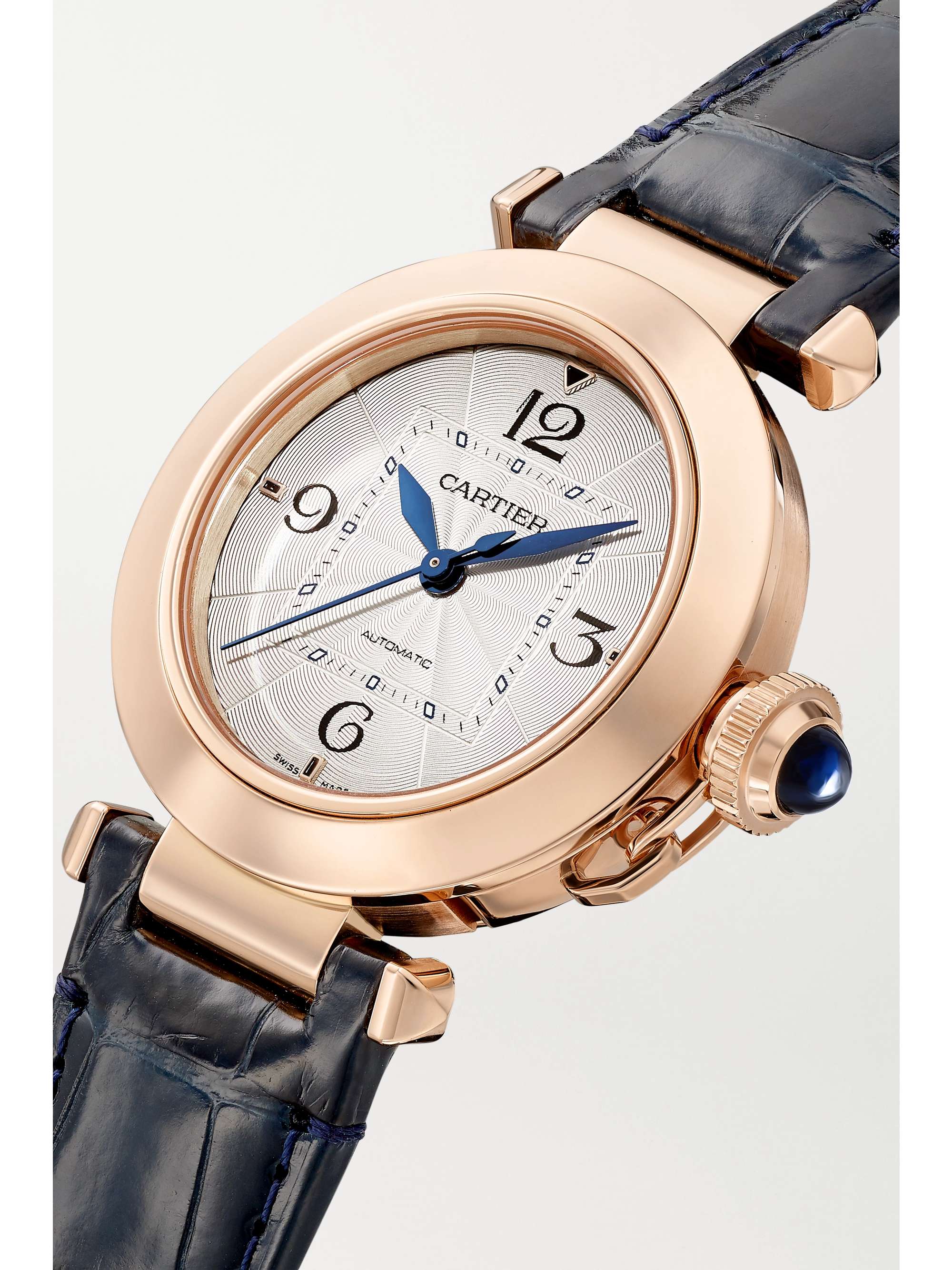 CARTIER Pasha de Cartier Automatic 35mm 18-karat rose gold and alligator watch