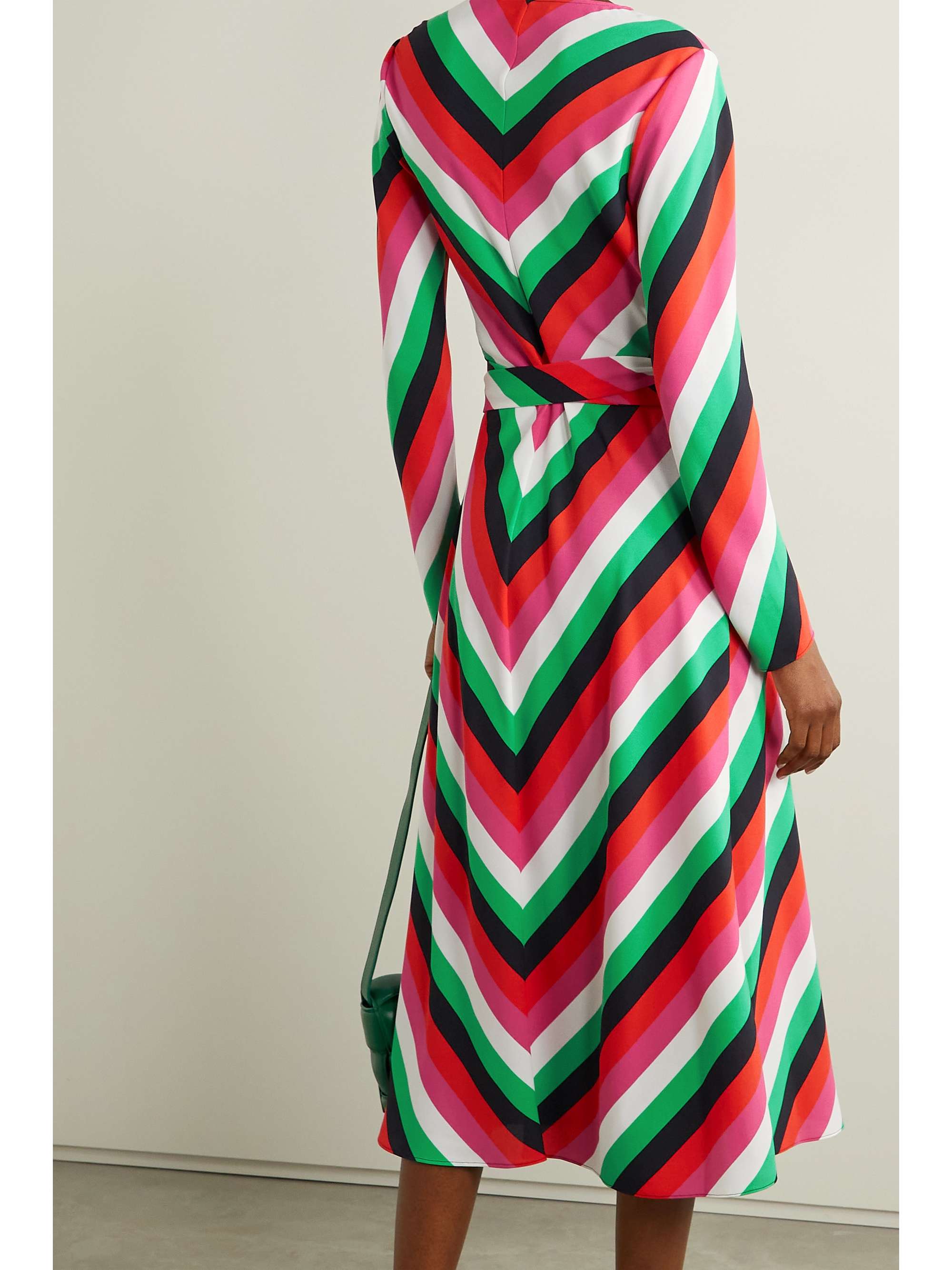 dvf striped wrap dress