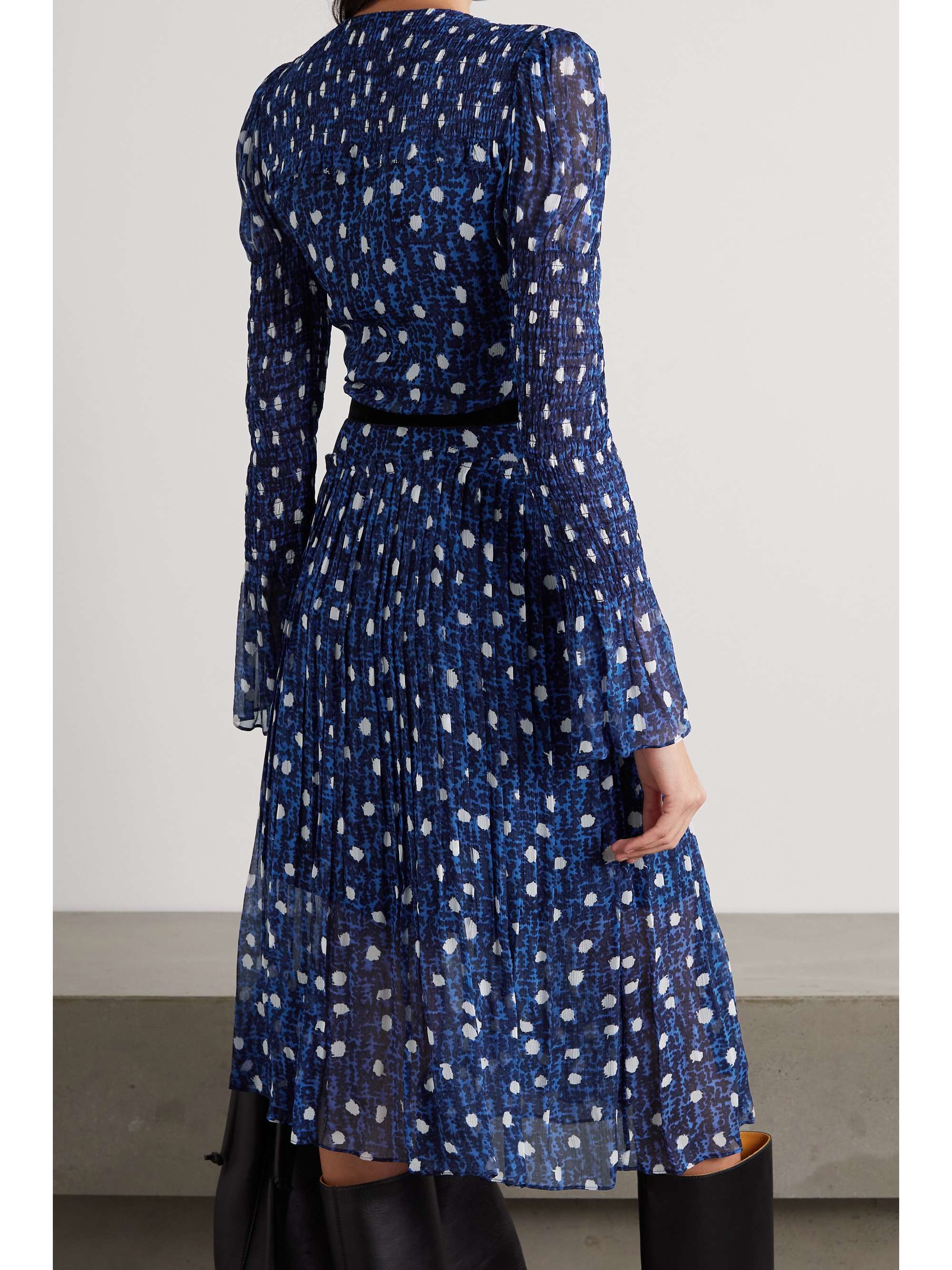 DIANE VON FURSTENBERG Ani velvet-trimmed printed chiffon wrap dress