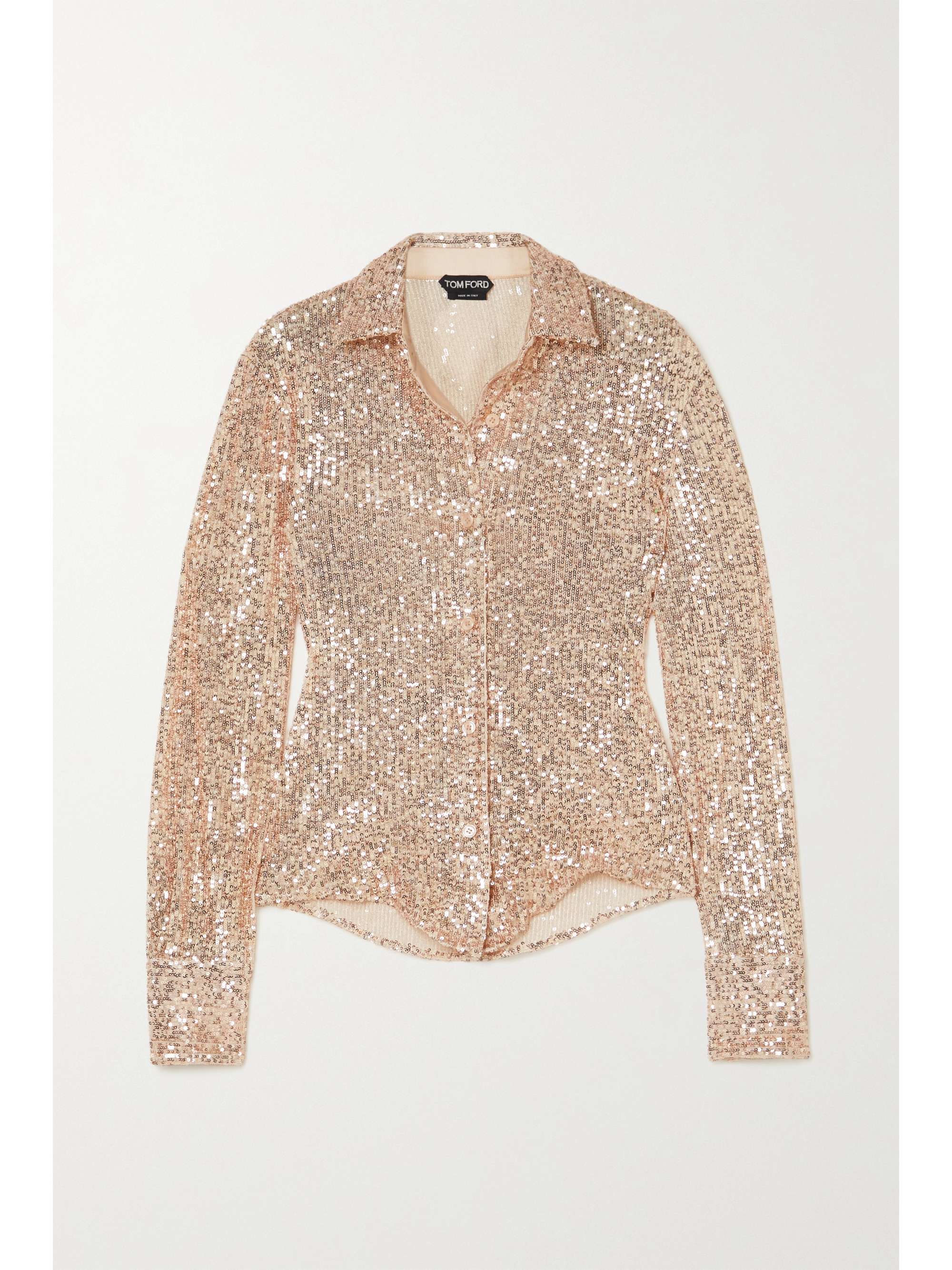 Rose gold Sequined tulle shirt | TOM ...