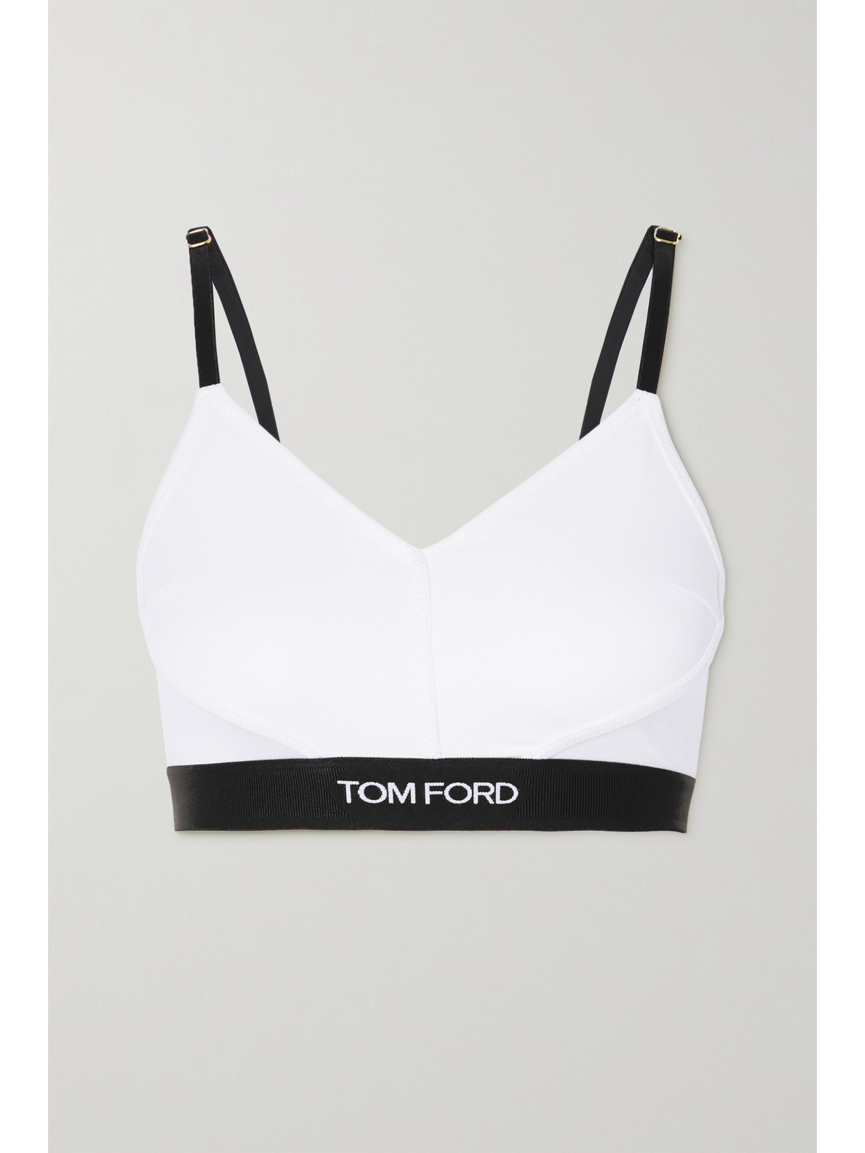 Tom Ford Classic Triangle Signature Bra With Adjustable Straps In White