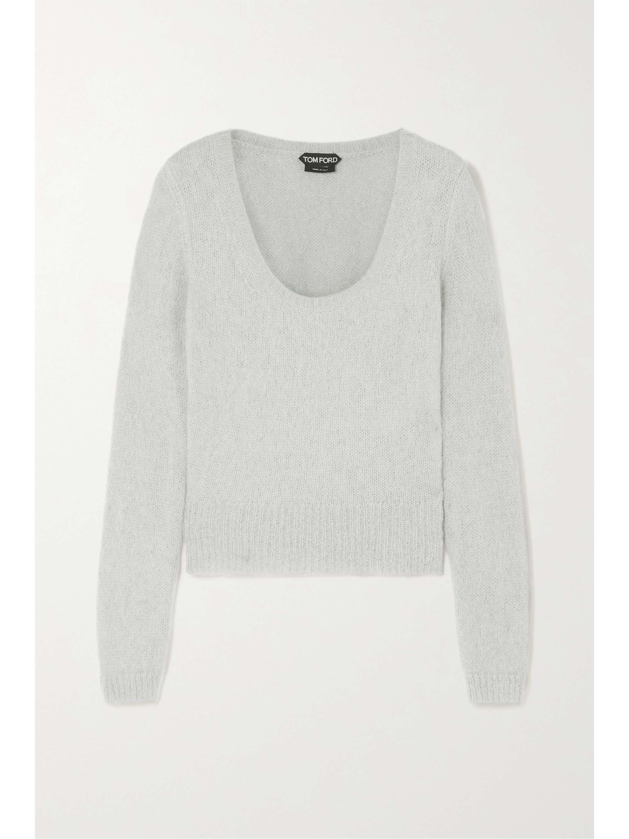 gray and white sweater