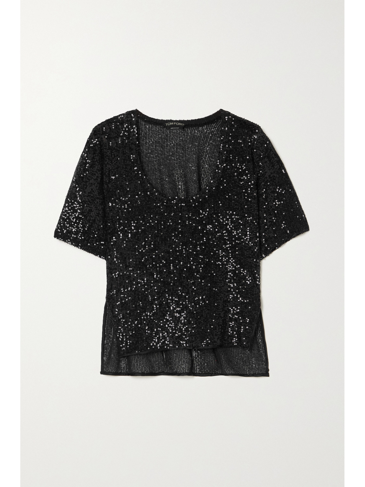 TOM FORD Sequined Tulle T-shirt - Black