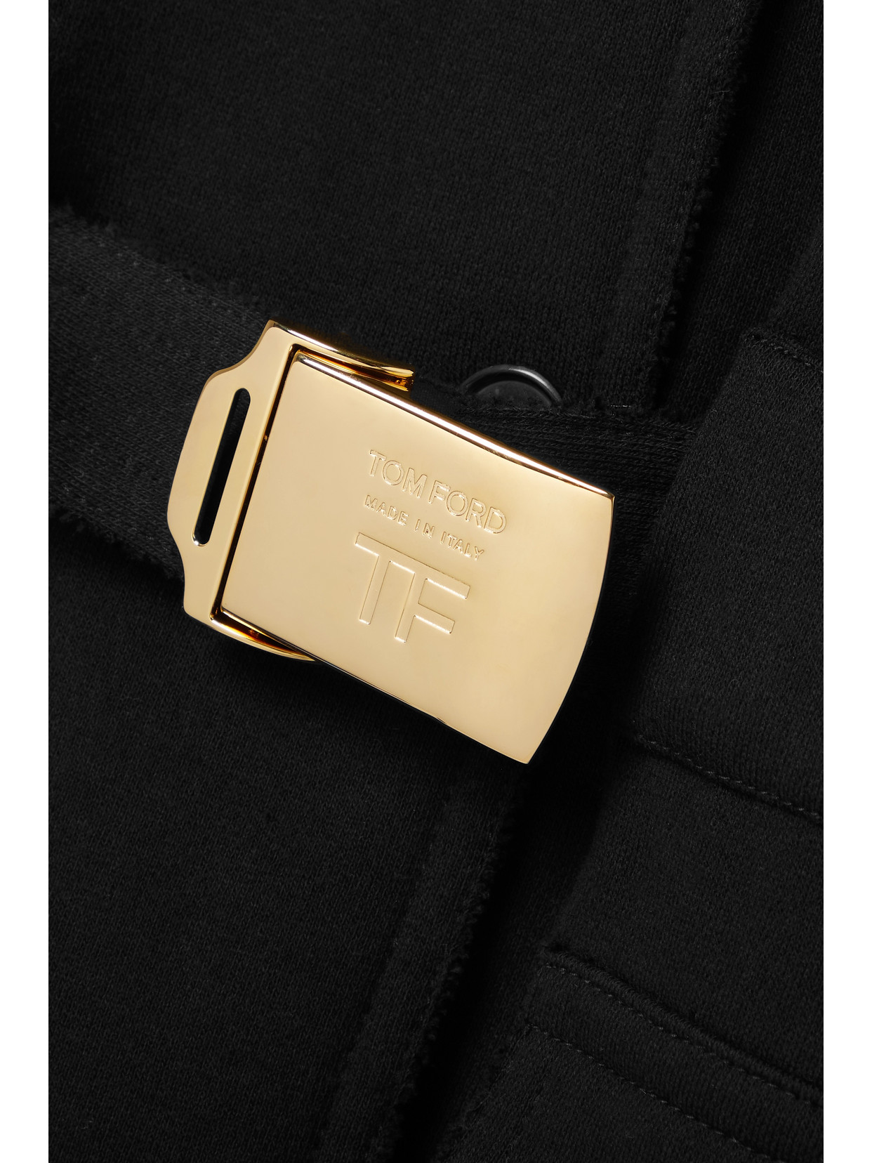 Tom Ford Belted Frayed Cotton-jersey Trench Coat In Black