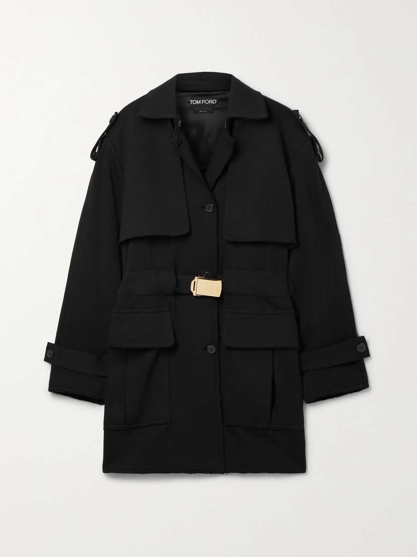 Tom Ford Belted Frayed Cotton-jersey Trench Coat