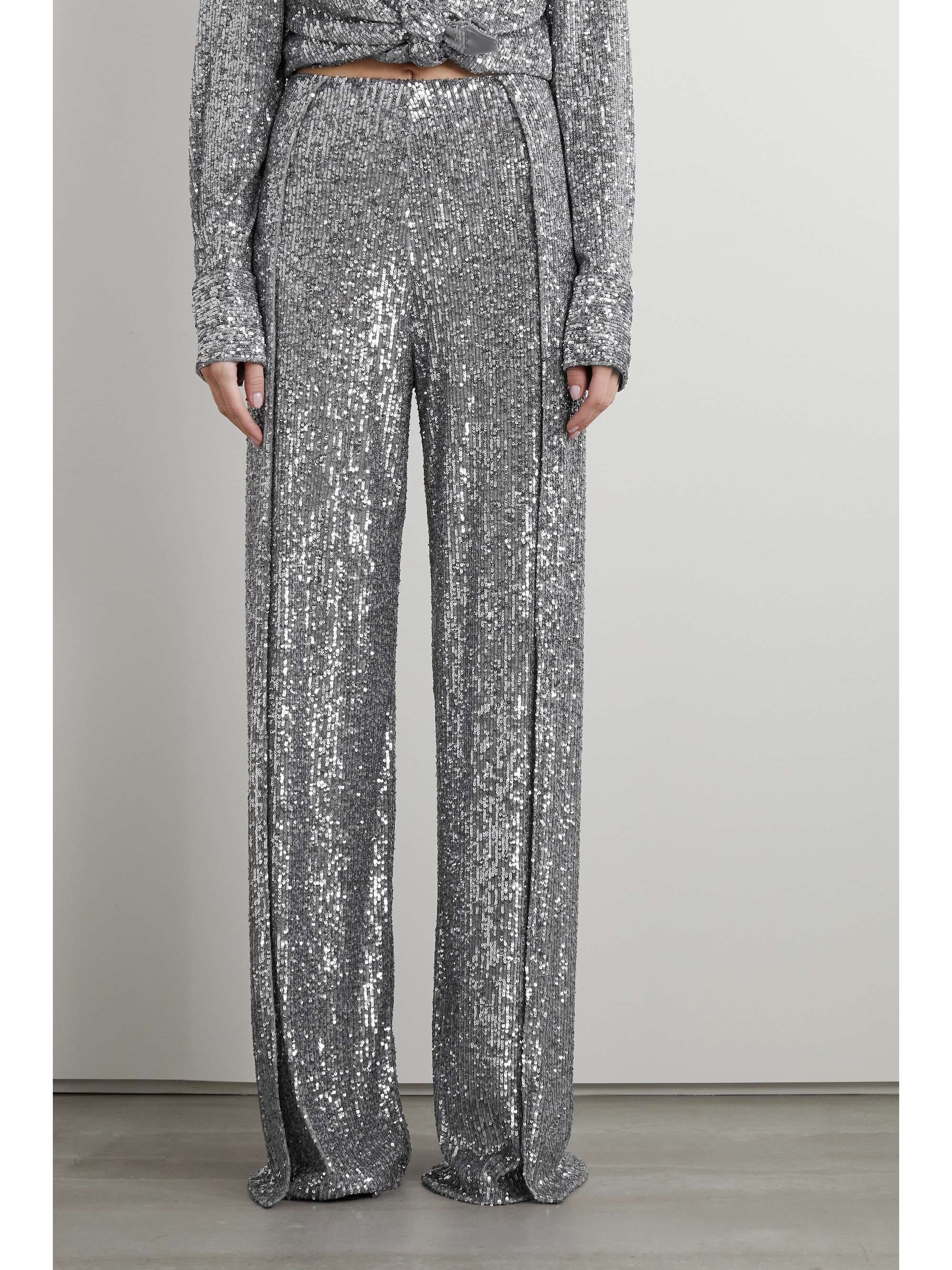 Silver Sequined tulle wide-leg pants | TOM FORD | NET-A-PORTER