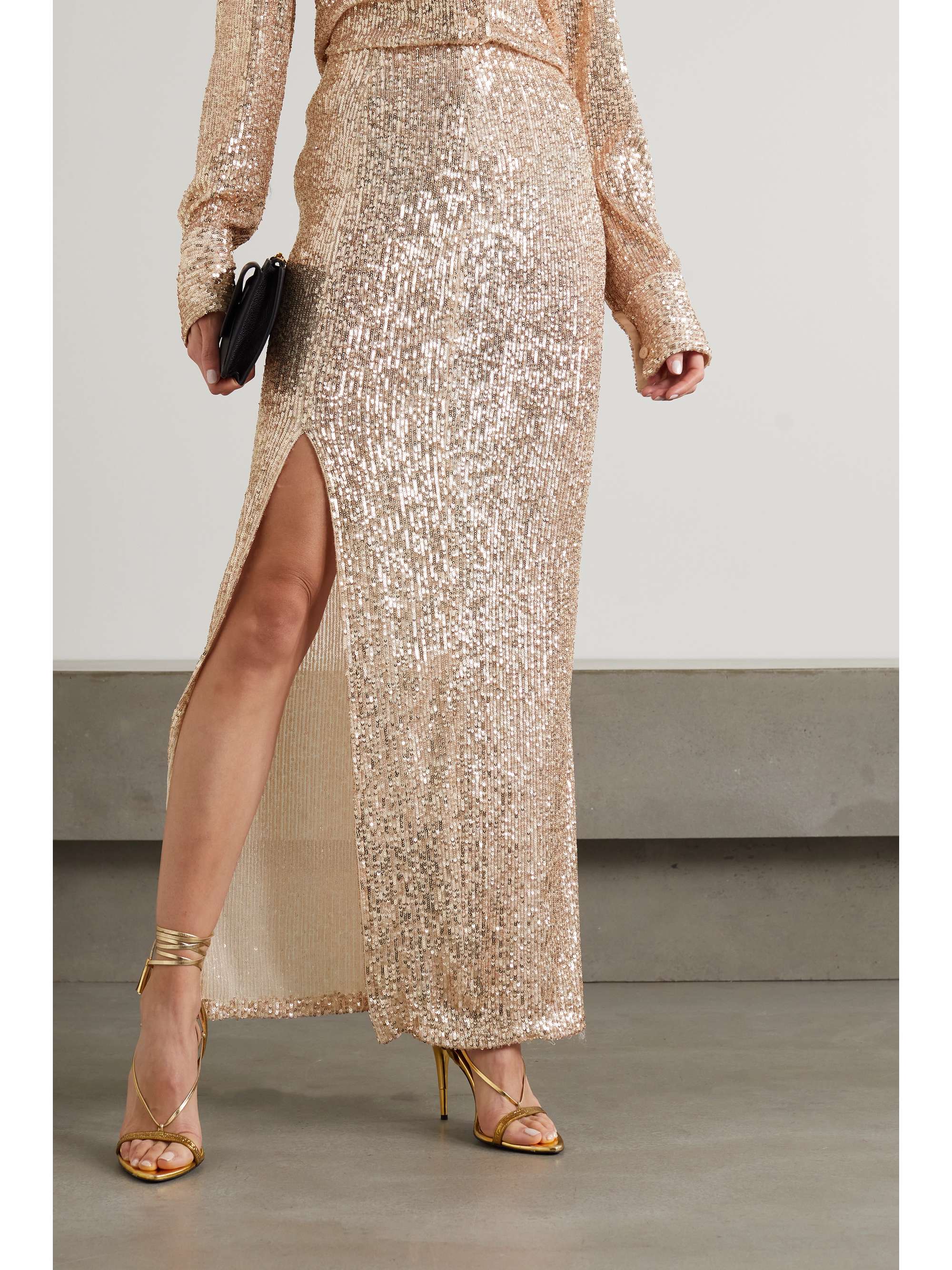 TOM FORD Sequined tulle maxi skirt