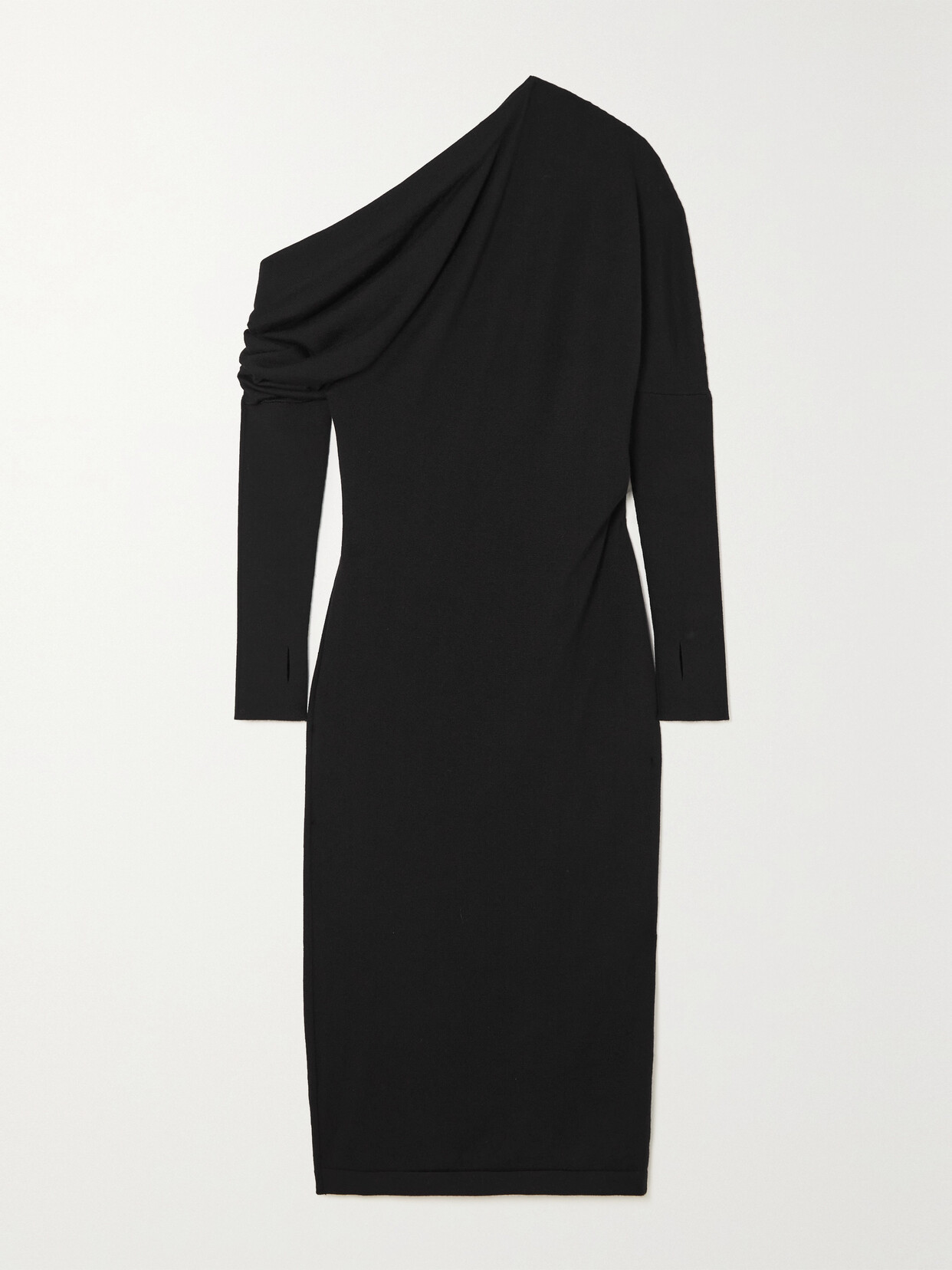 Tom Ford One-shoulder Cashmere And Silk-blend Midi Dress In Black