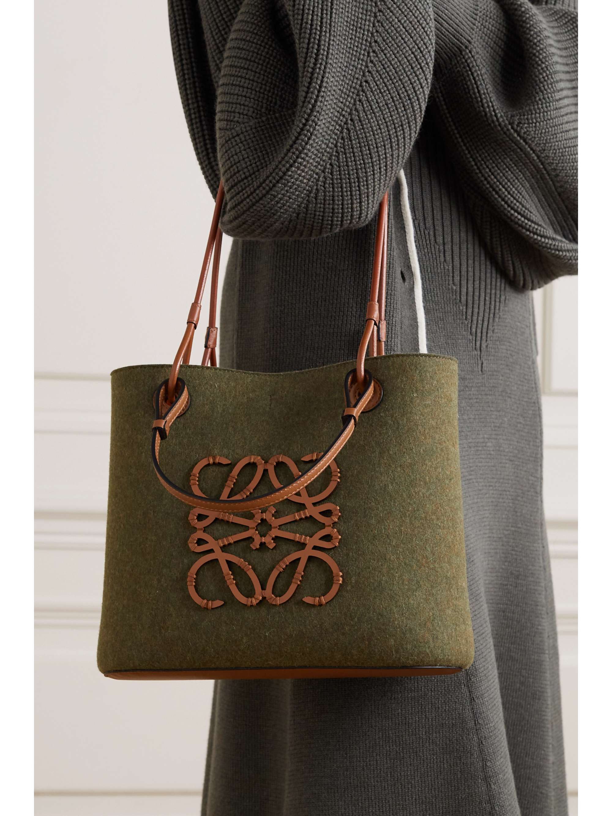 LOEWE Basket leather-trimmed felt tote