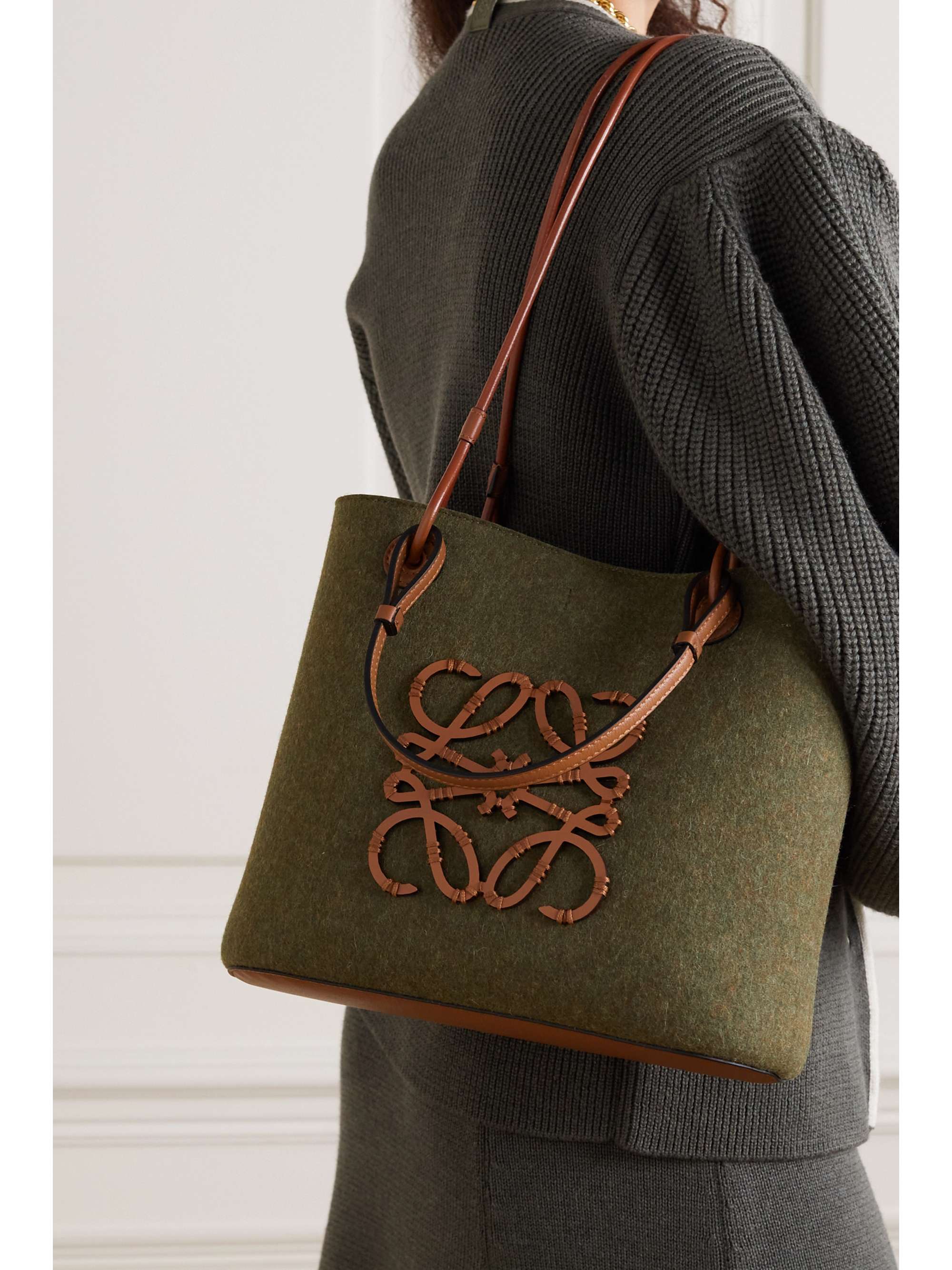 LOEWE Basket leather-trimmed felt tote