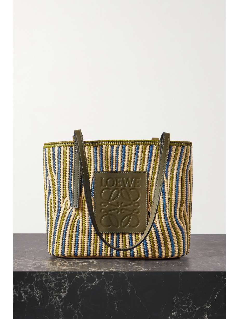 Basket small leather-trimmed raffia tote Loewe