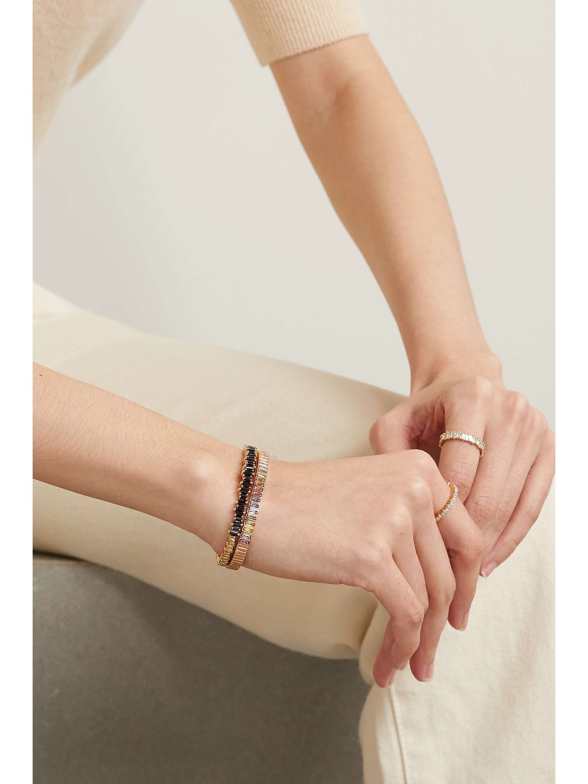 SUZANNE KALAN 18-karat rose gold sapphire cuff
