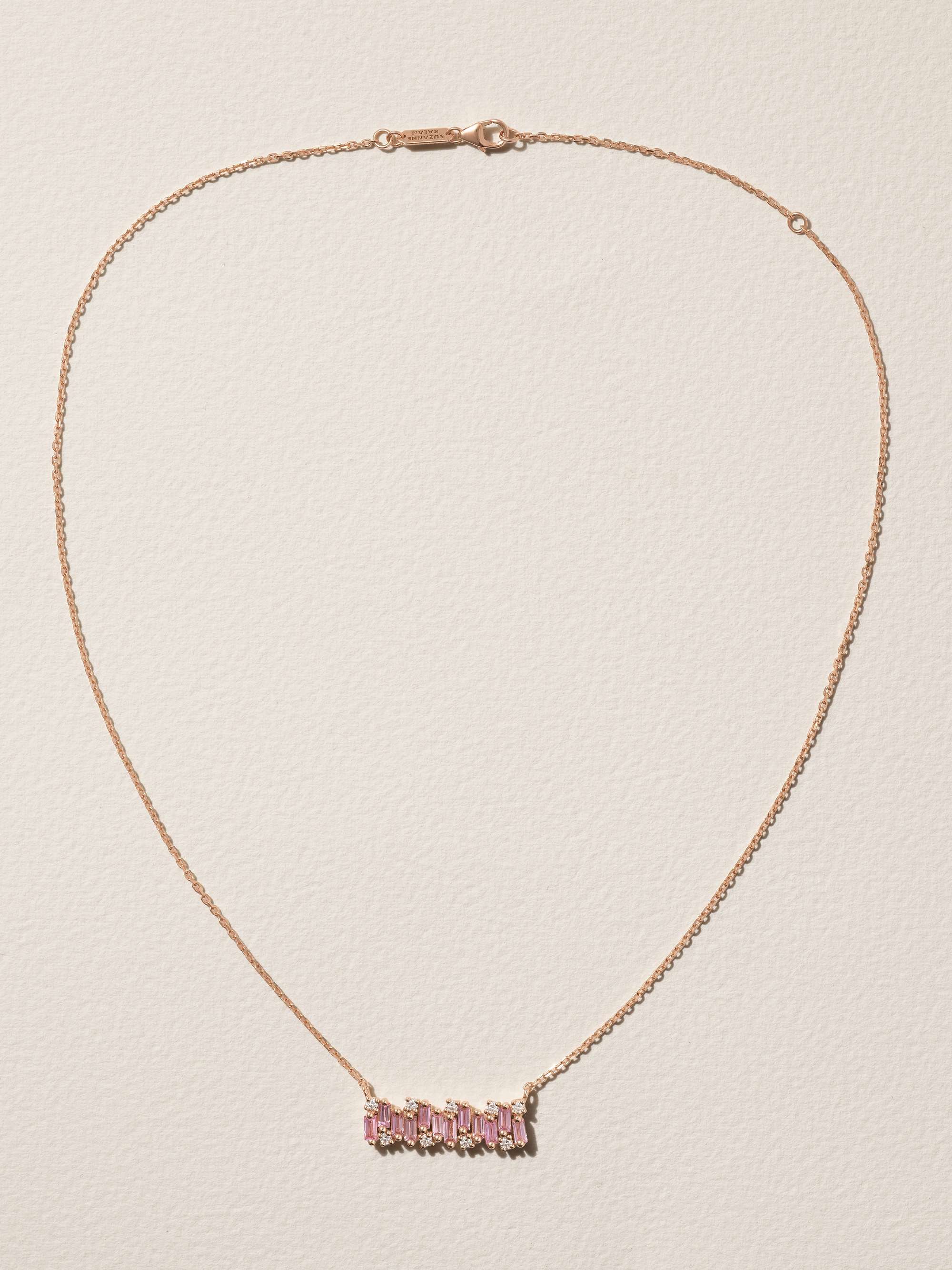 SUZANNE KALAN 18-karat rose gold, sapphire and diamond necklace
