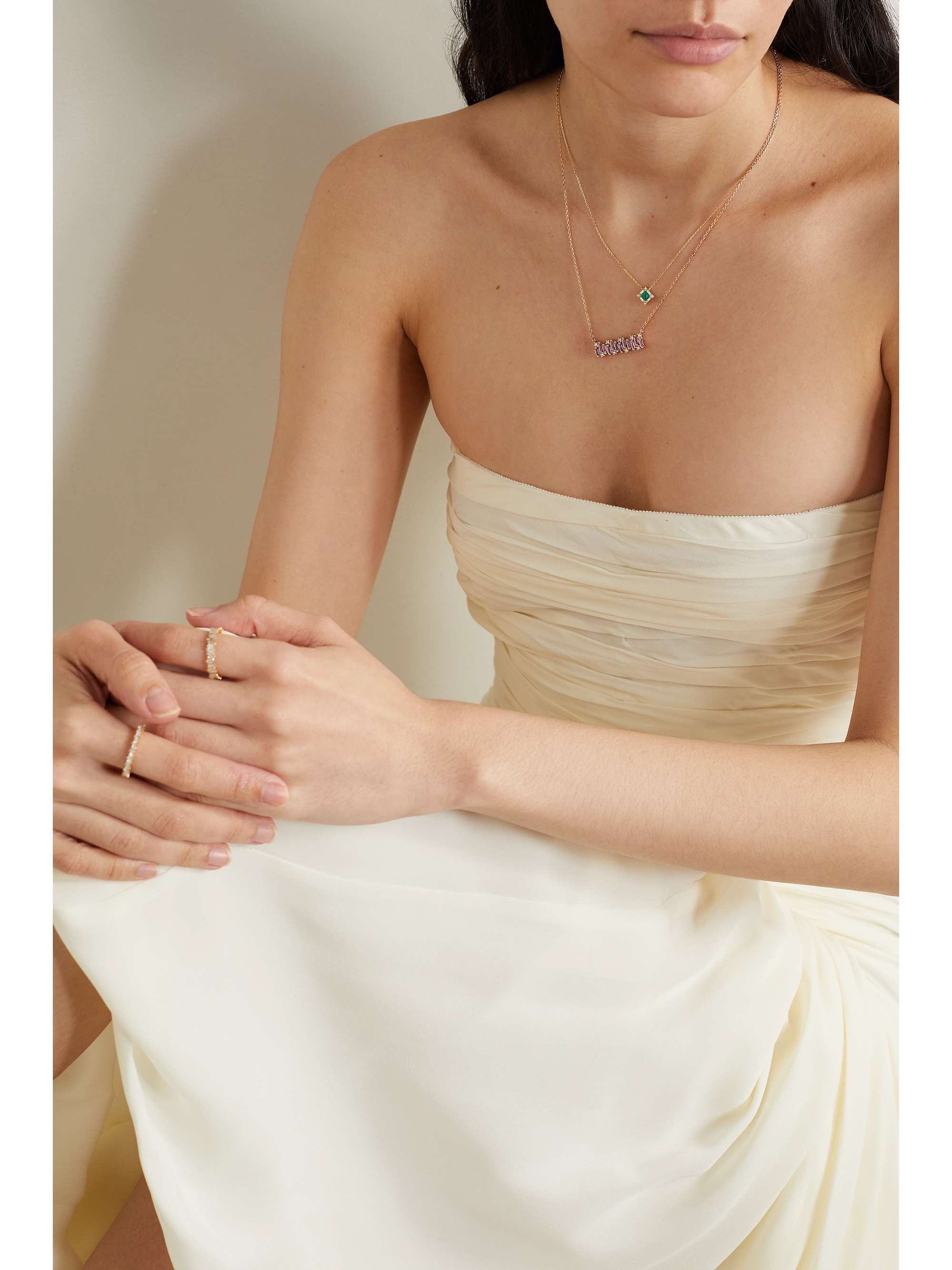 SUZANNE KALAN 18-karat rose gold, sapphire and diamond necklace