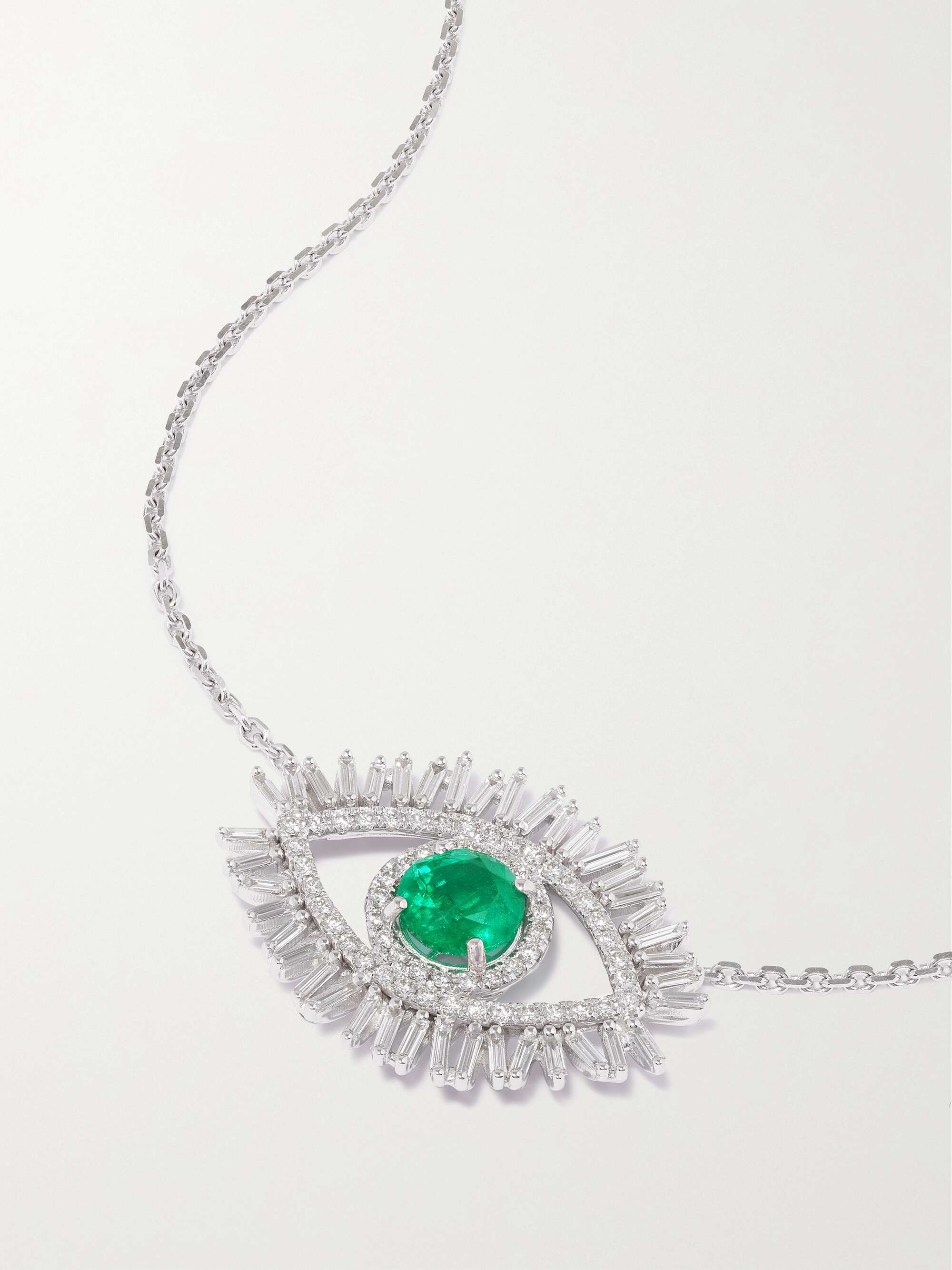 SUZANNE KALAN Evil Eye 18-karat white gold, diamond and emerald