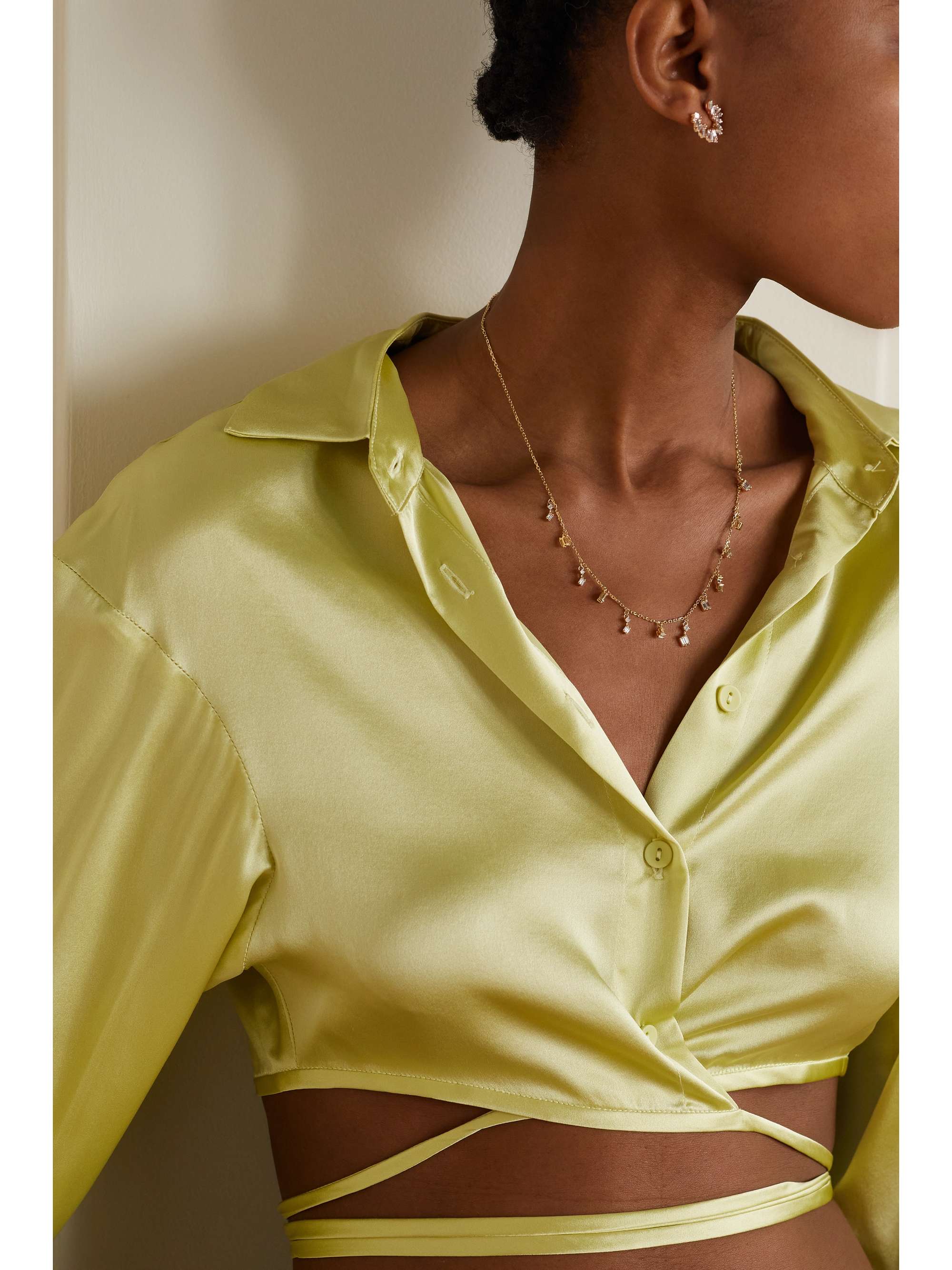 SUZANNE KALAN 18-karat gold diamond necklace