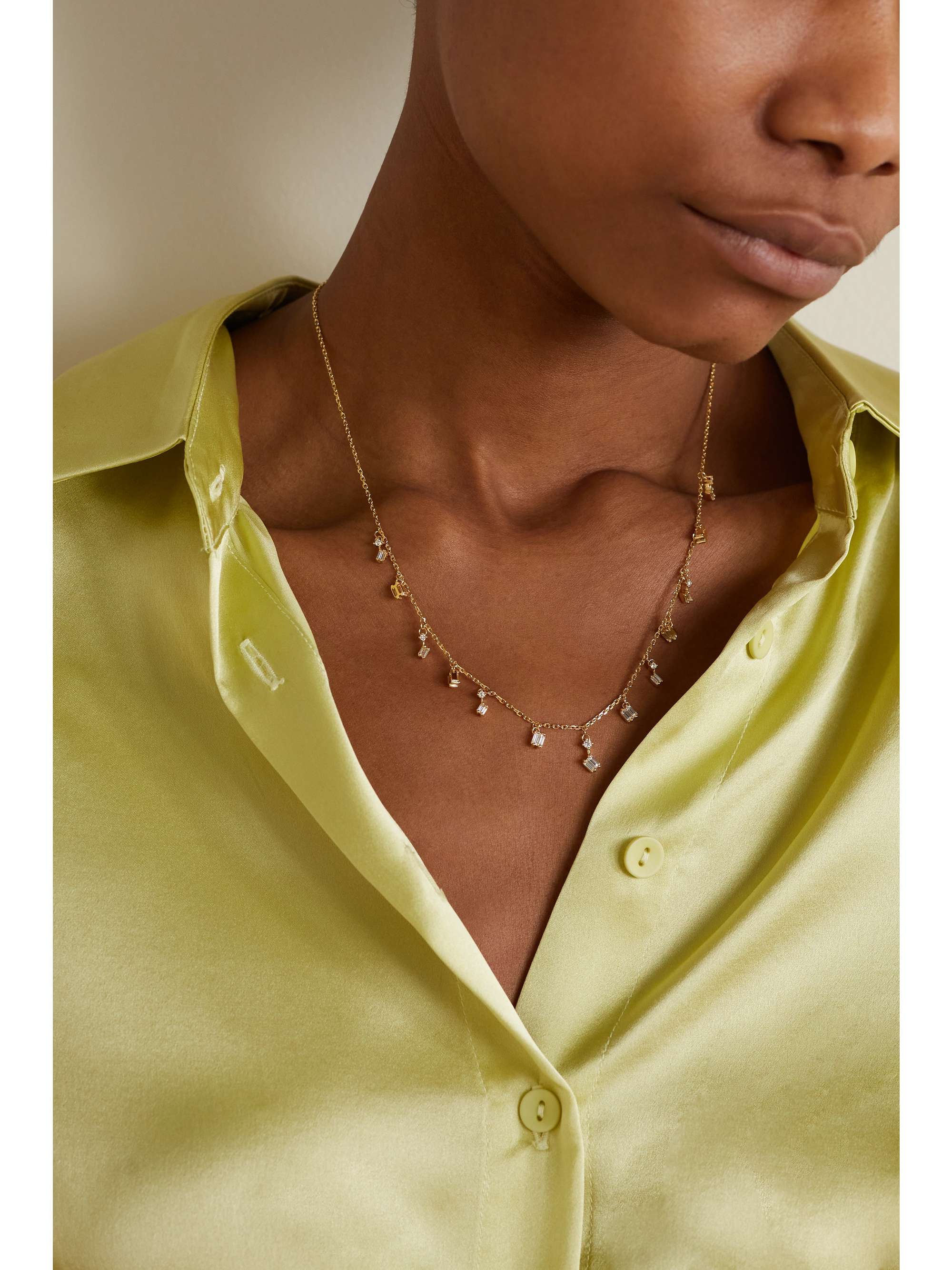 SUZANNE KALAN 18-karat gold diamond necklace