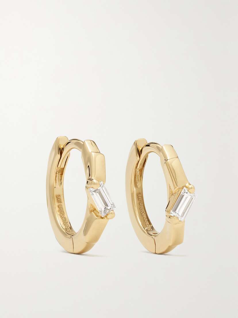 Suzanne Kalan 18-karat Gold Diamond Hoop Earrings