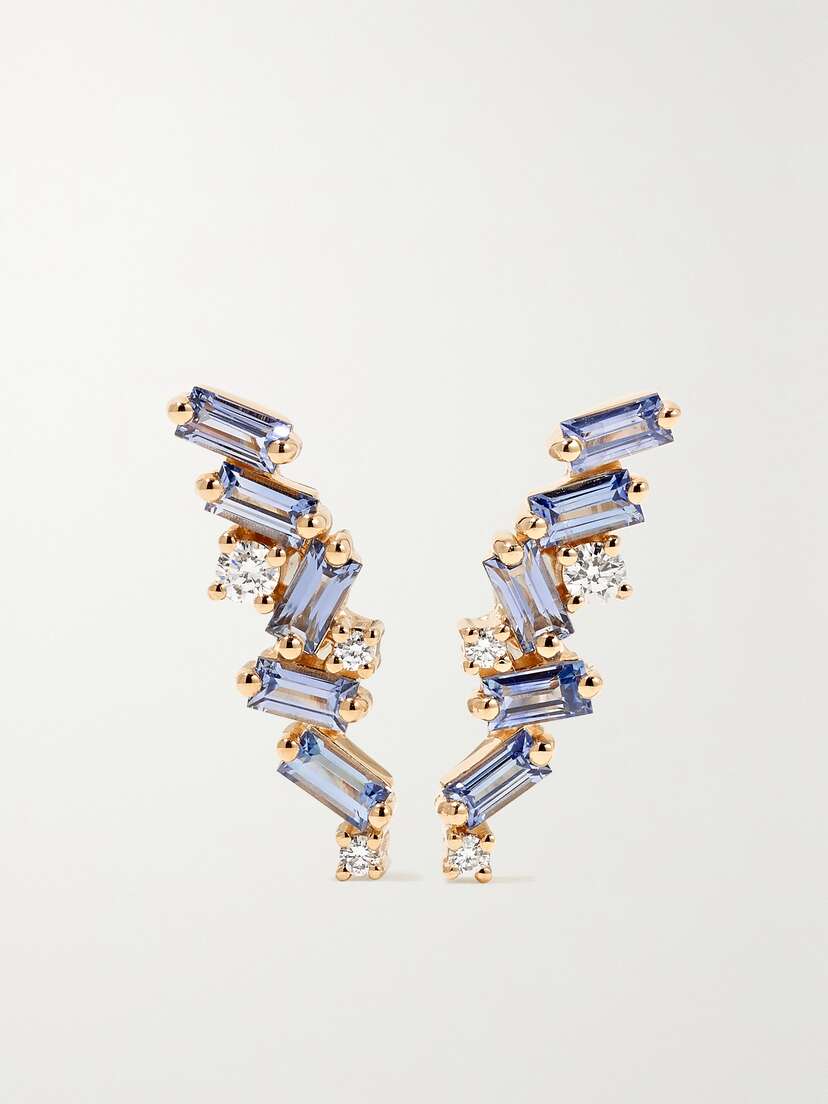 Suzanne Kalan 18-karat Gold, Sapphire And Diamond Earrings