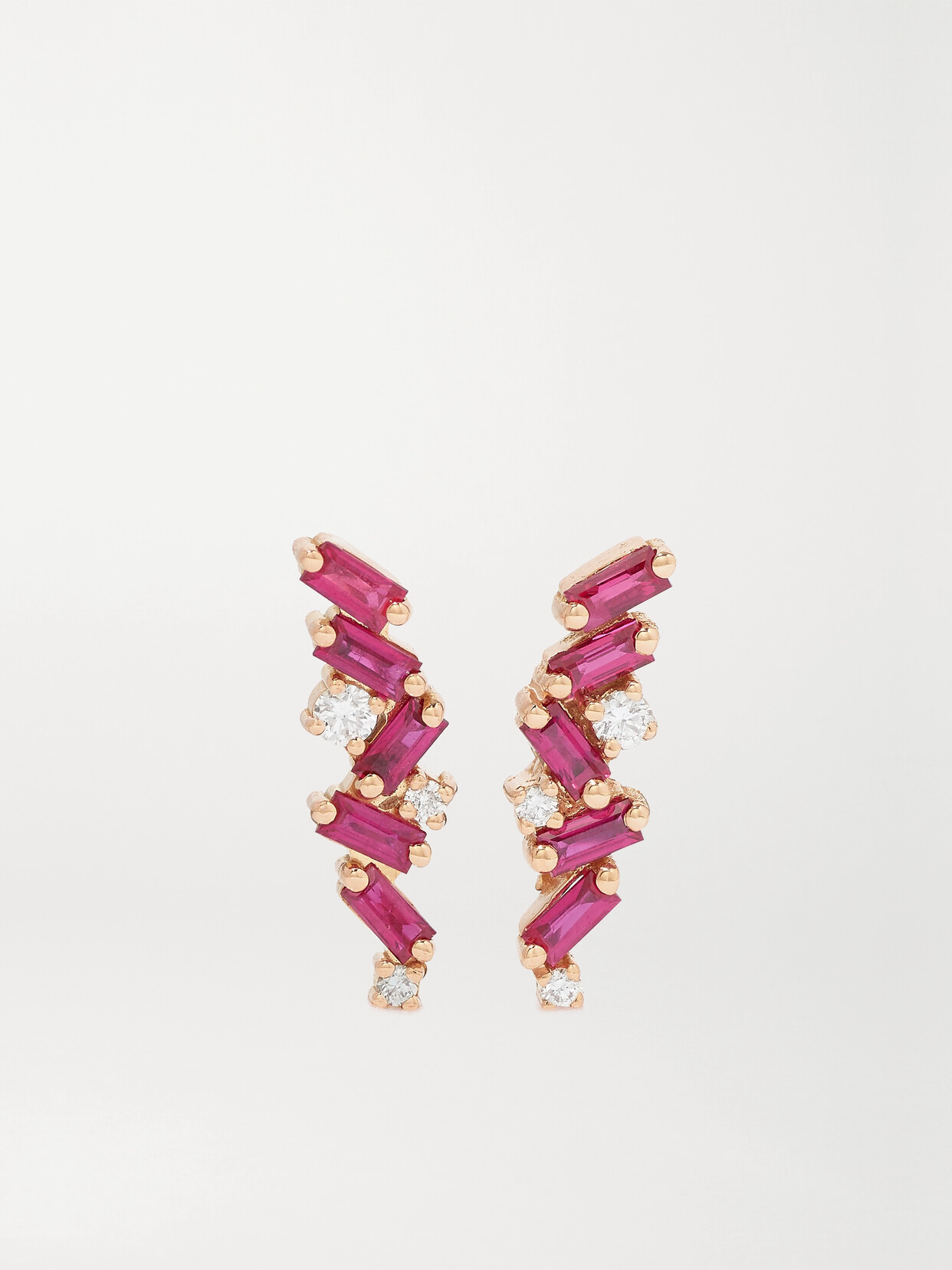 Suzanne Kalan 18-karat Rose , Ruby And Diamond Earrings