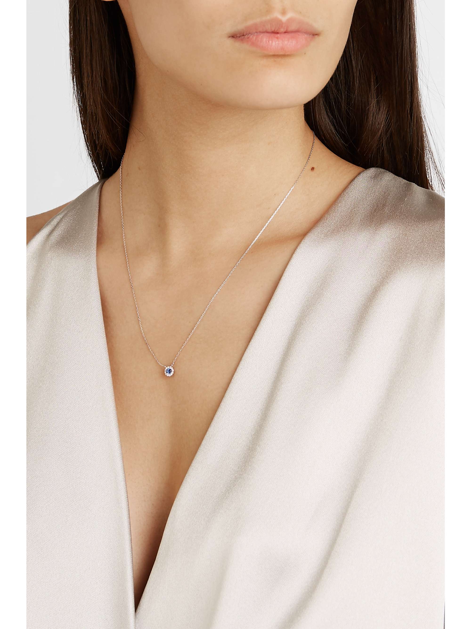 SUZANNE KALAN 18-karat white gold, sapphire and diamond necklace