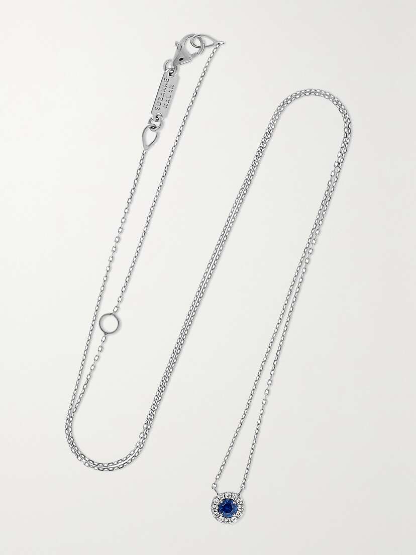 Suzanne Kalan 18-karat White Gold, Sapphire And Diamond Necklace