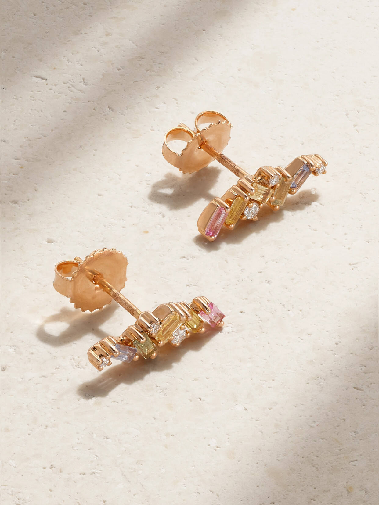 Suzanne Kalan - 18-karat Rose Gold, Sapphire And Diamond Earrings - One size