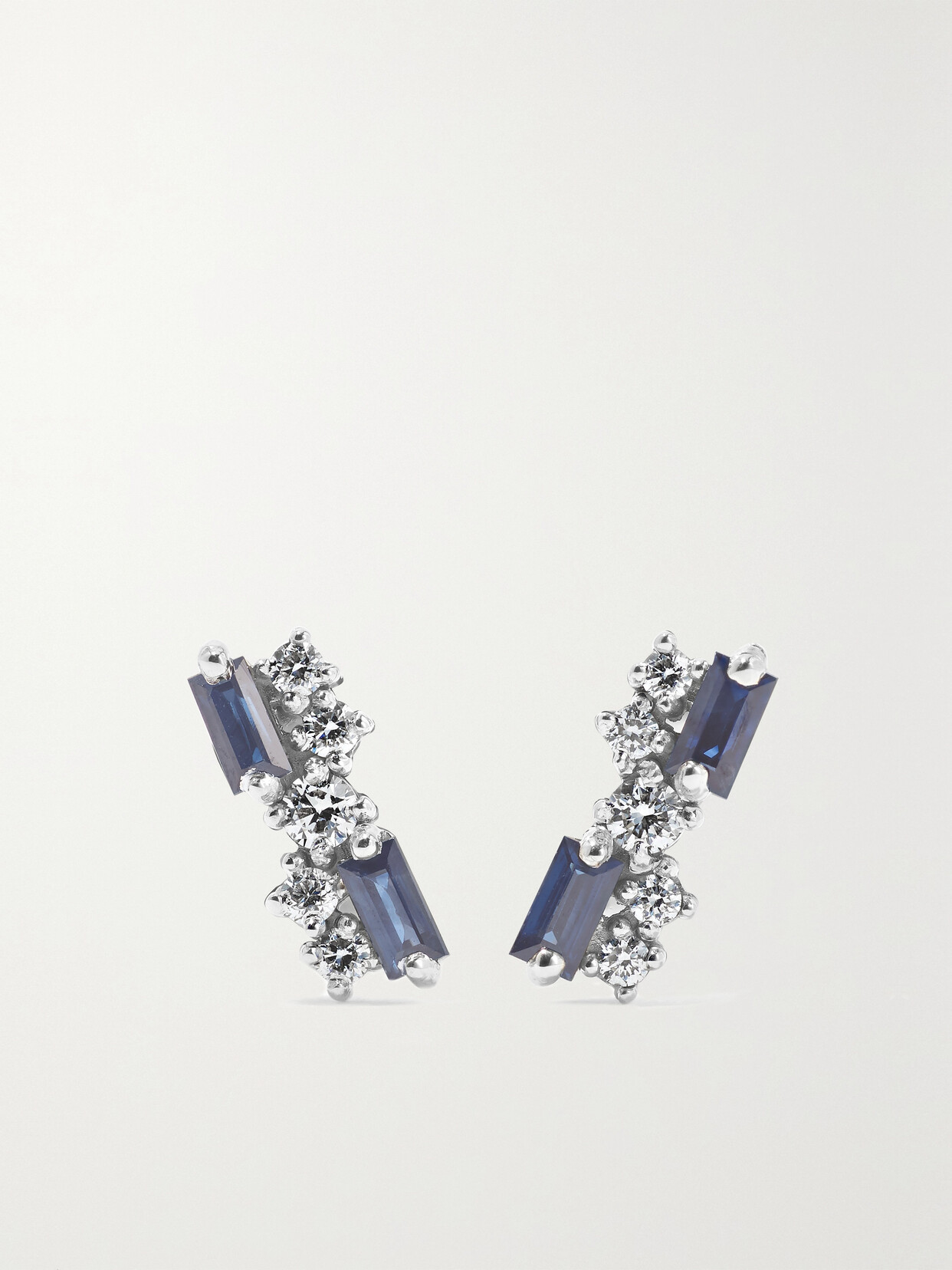 Suzanne Kalan 18-karat White Gold, Sapphire And Diamond Earrings