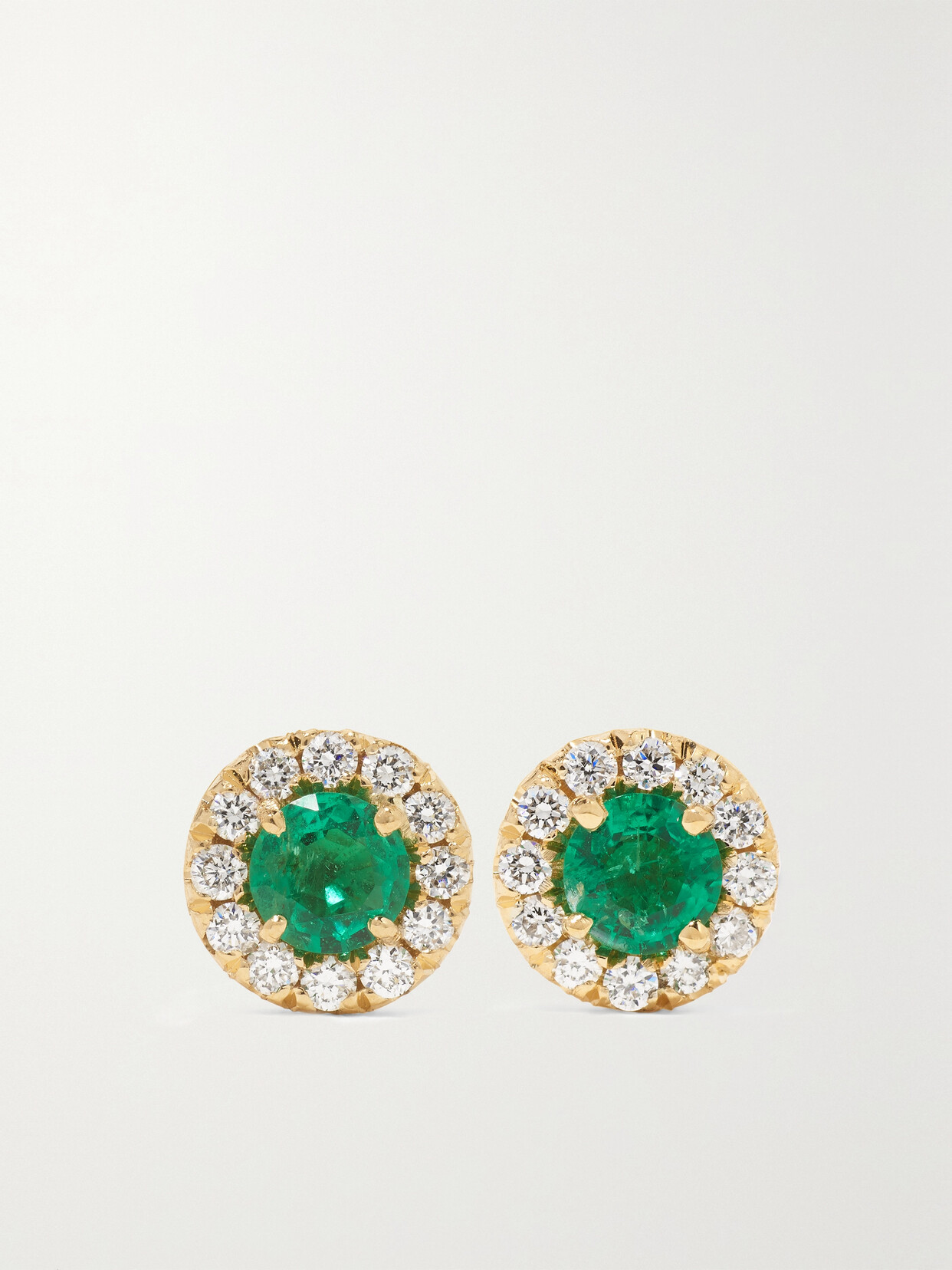 Suzanne Kalan 18-karat Gold, Emerald And Diamond Earrings