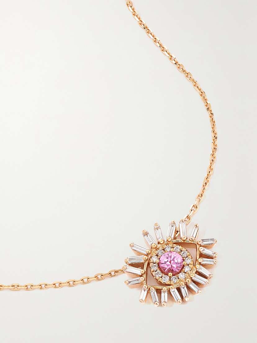 Suzanne Kalan 18-karat Rose Gold, Diamond And Sapphire Necklace
