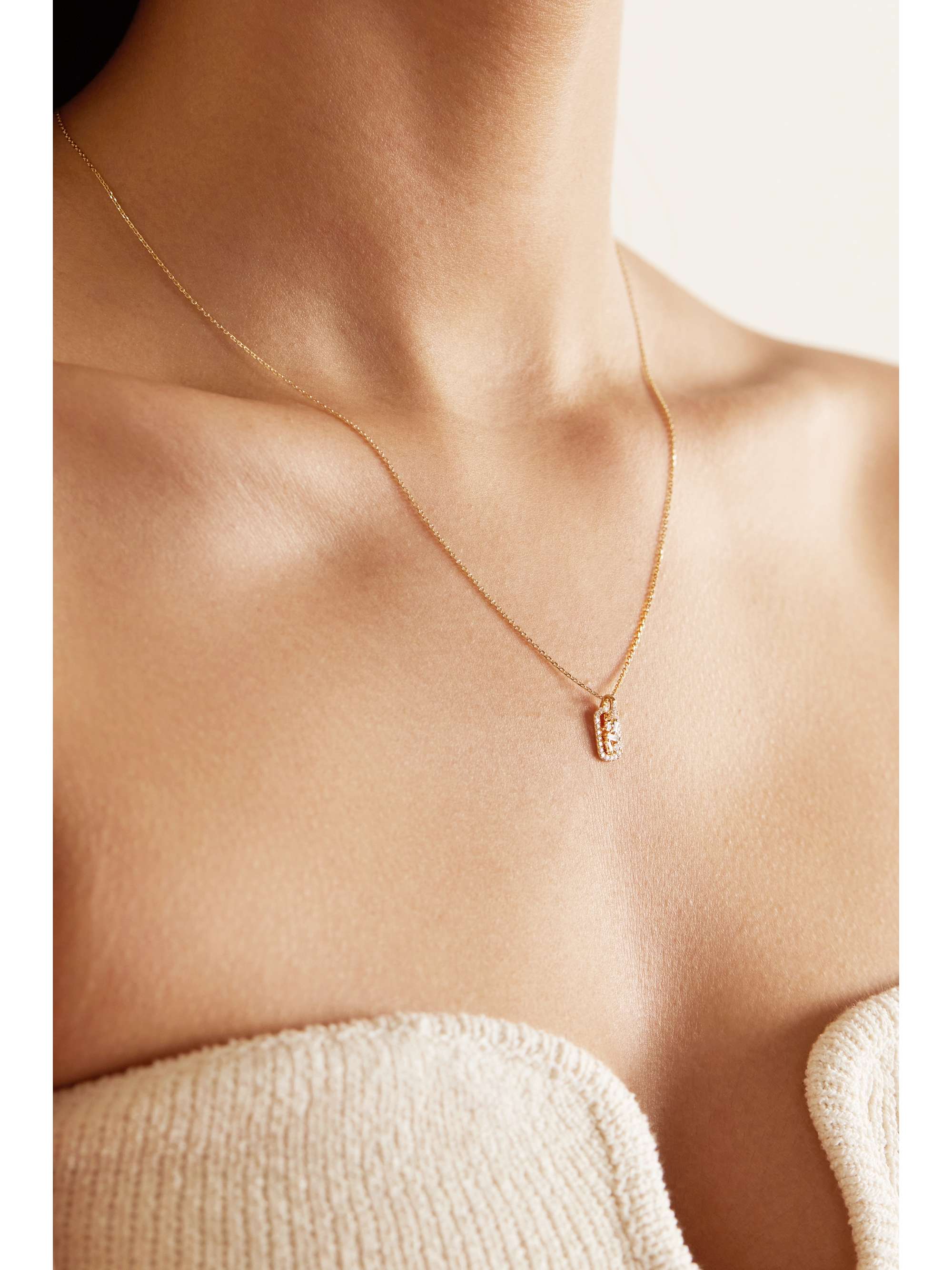 SUZANNE KALAN 18-karat white gold diamond necklace