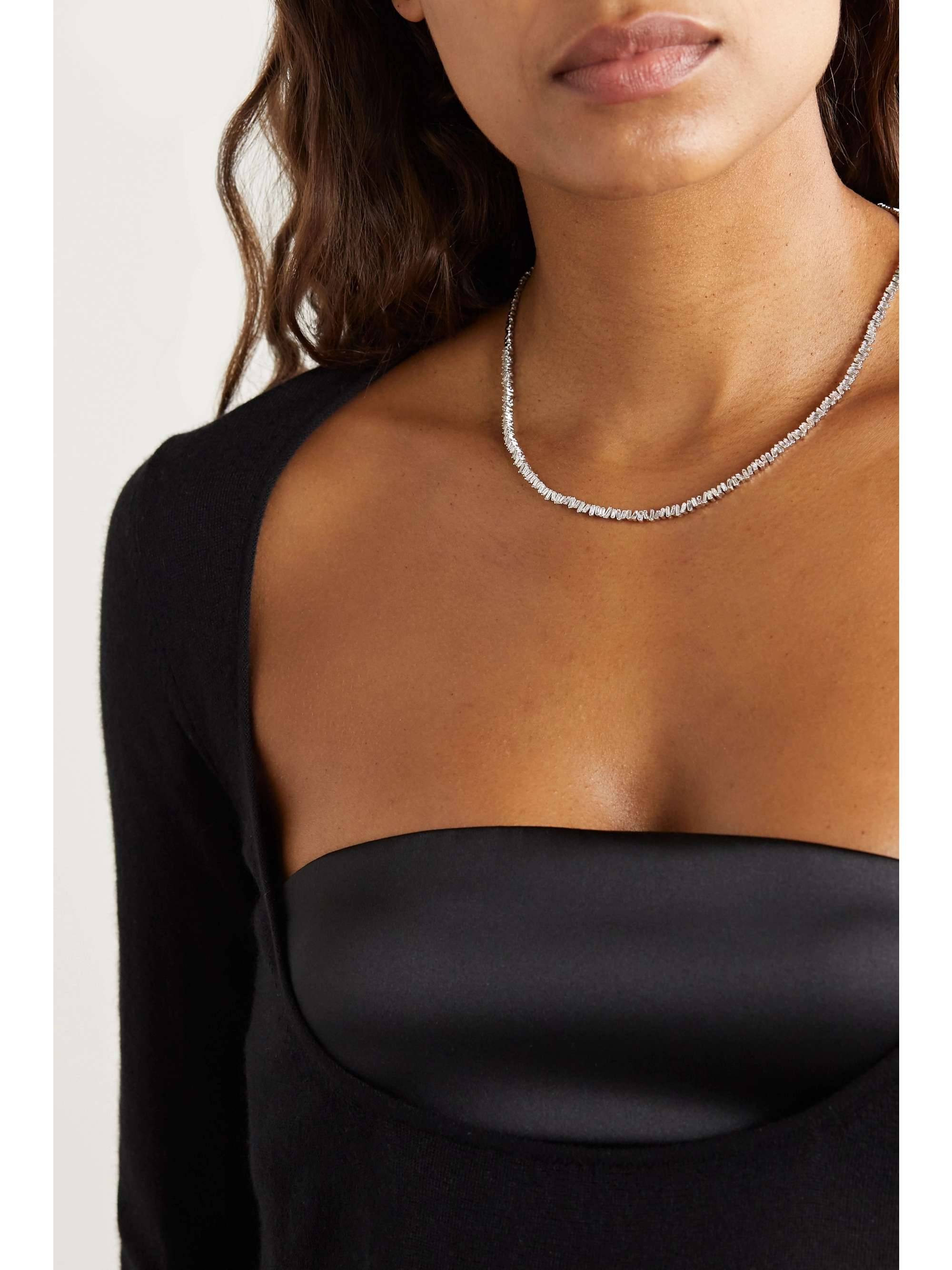 SUZANNE KALAN 18-karat white gold diamond necklace
